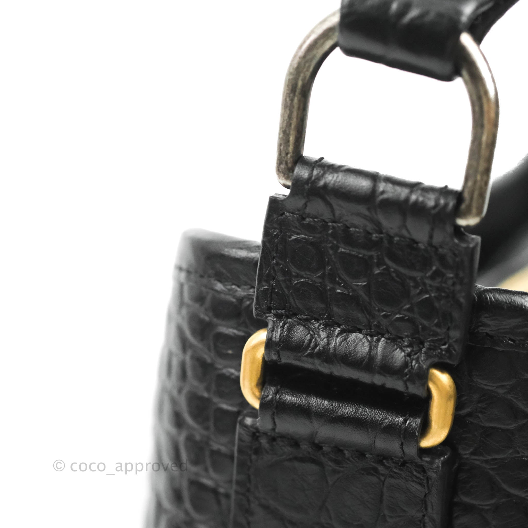 Chanel Gabrielle Hobo with Logo Handle Crocodile Embossed Calfskin Medium  Gold 692781