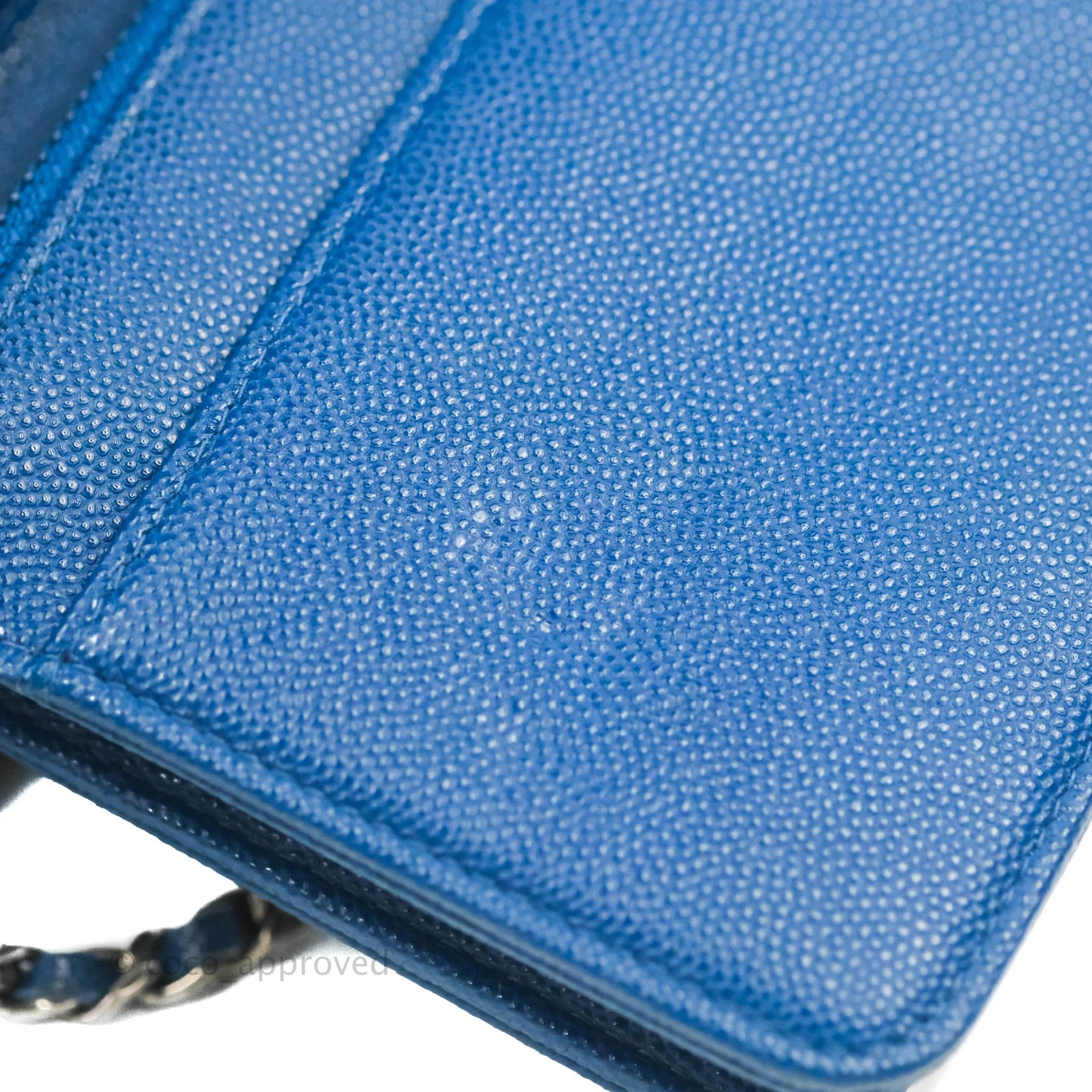 Chanel Quilted Boy Wallet on Chain WOC Blue Grained Calfskin Ruthenium –  Coco Approved Studio