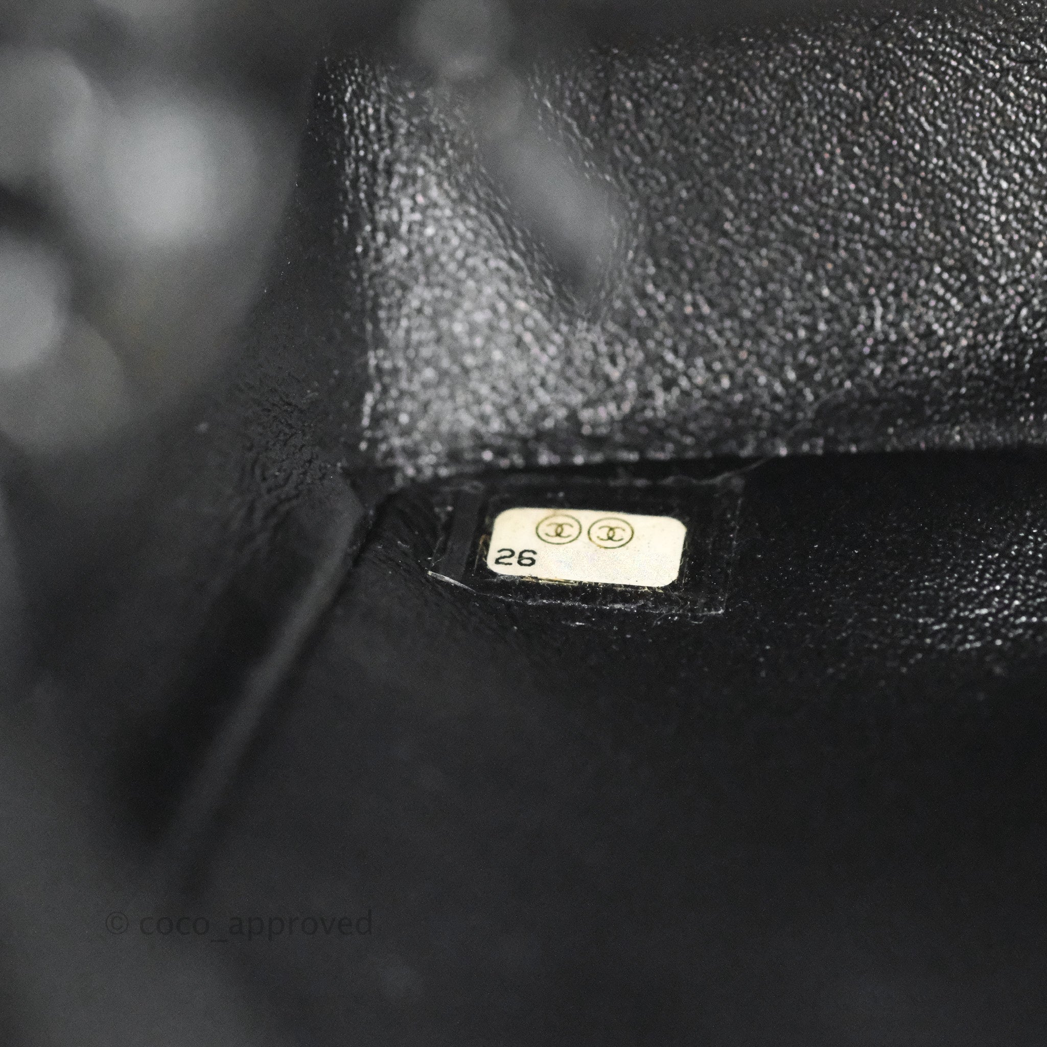 CHANEL Sequin Logo Mini Rectangular Flap White Black 906470