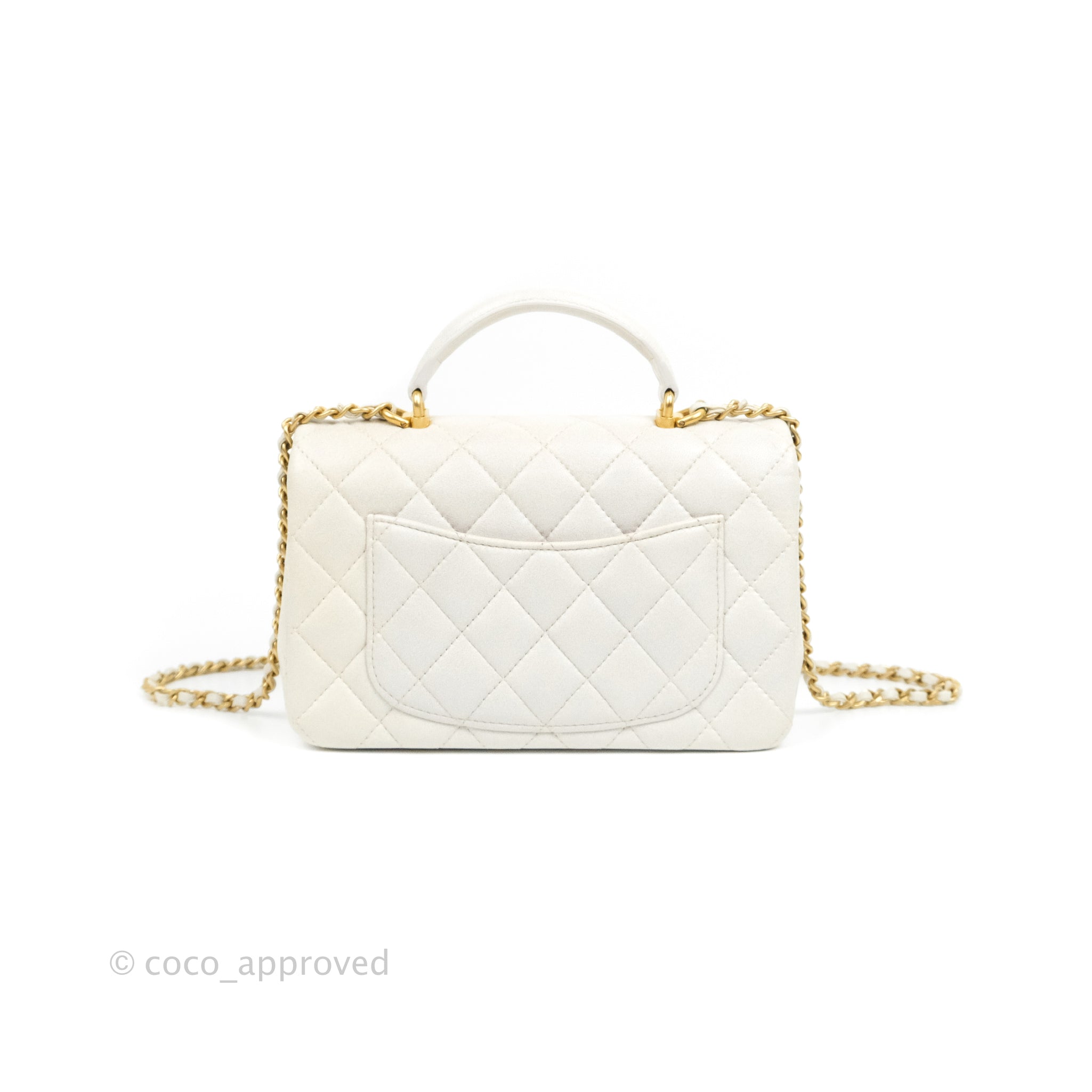 CHANEL Lambskin Quilted Small Trendy CC Dual Handle Flap Bag White 1233515