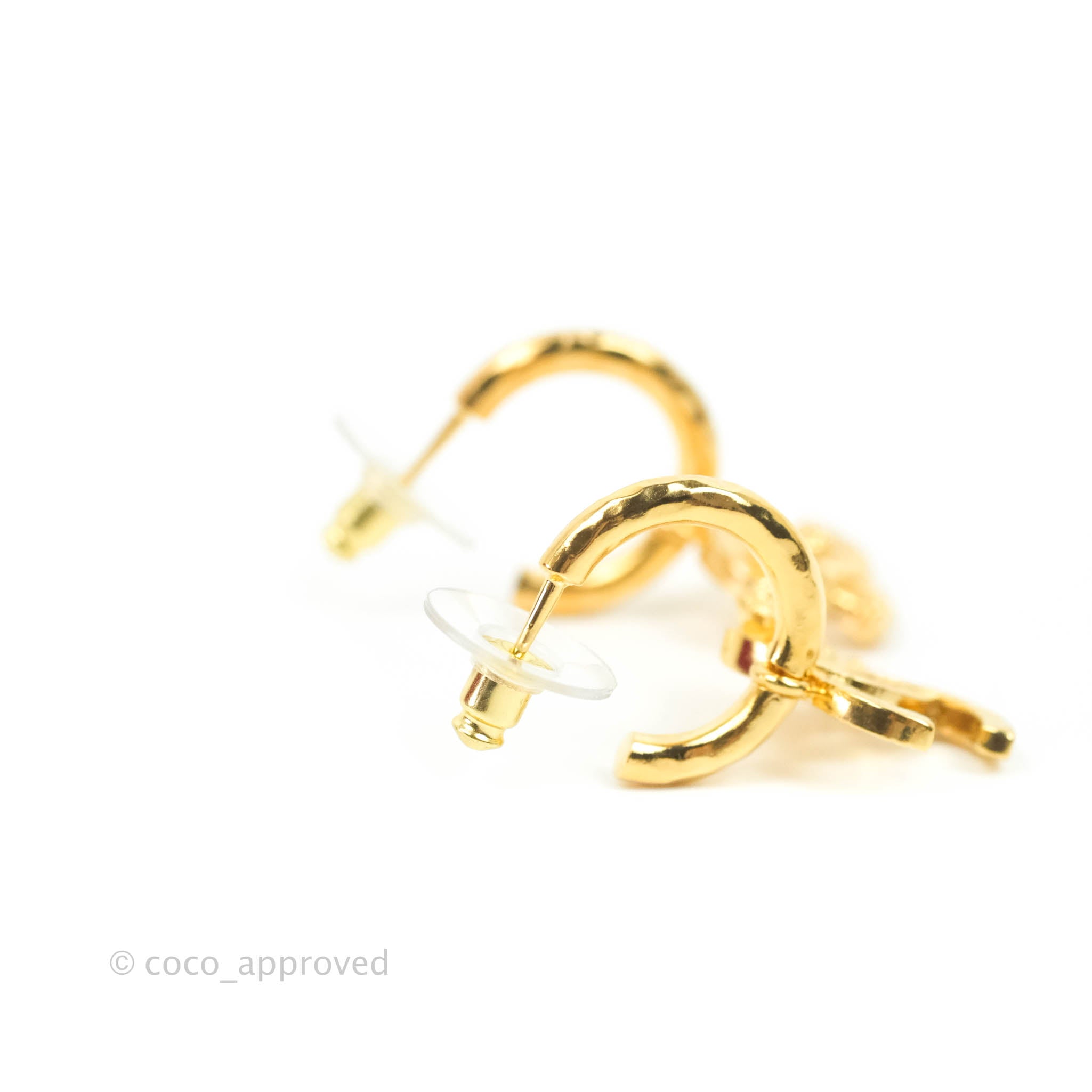 Chanel Lion CC Hoop Earrings Gold Tone 22A – Coco Approved Studio
