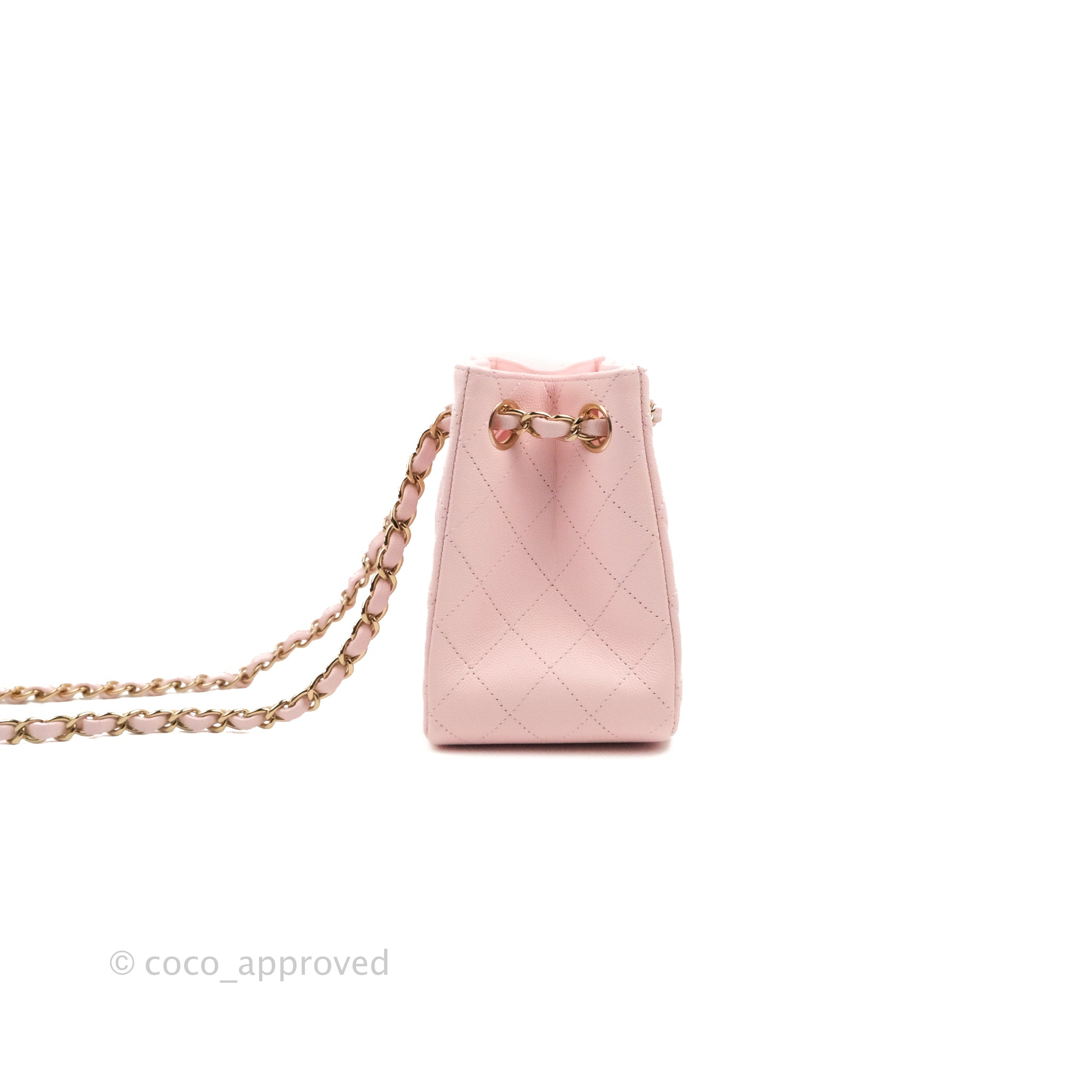 22S Light Pink Caviar Quilted Mini Bucket Bag LGHW