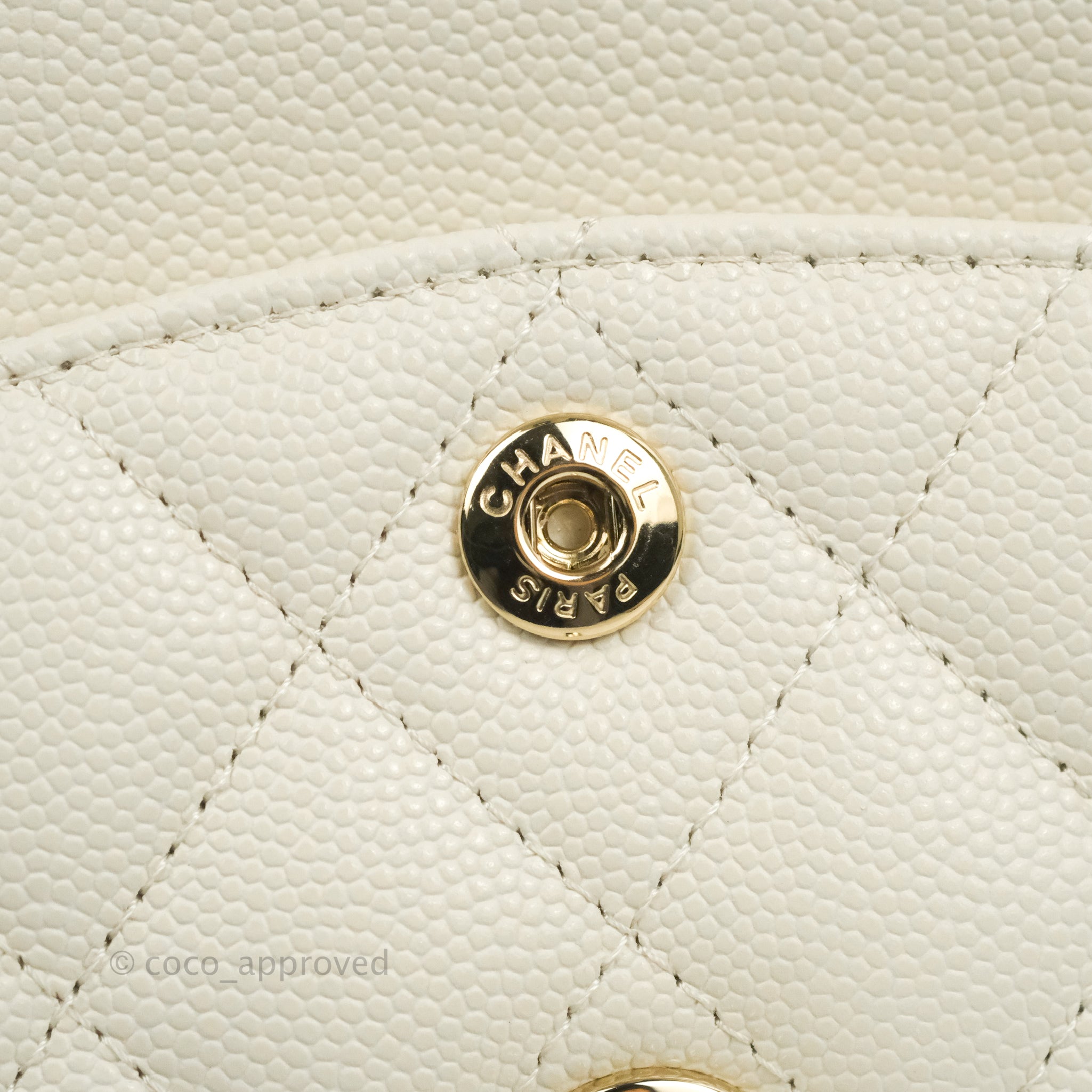 Chanel Classic Small S/M Quilted Flap White Caviar Gold Hardware