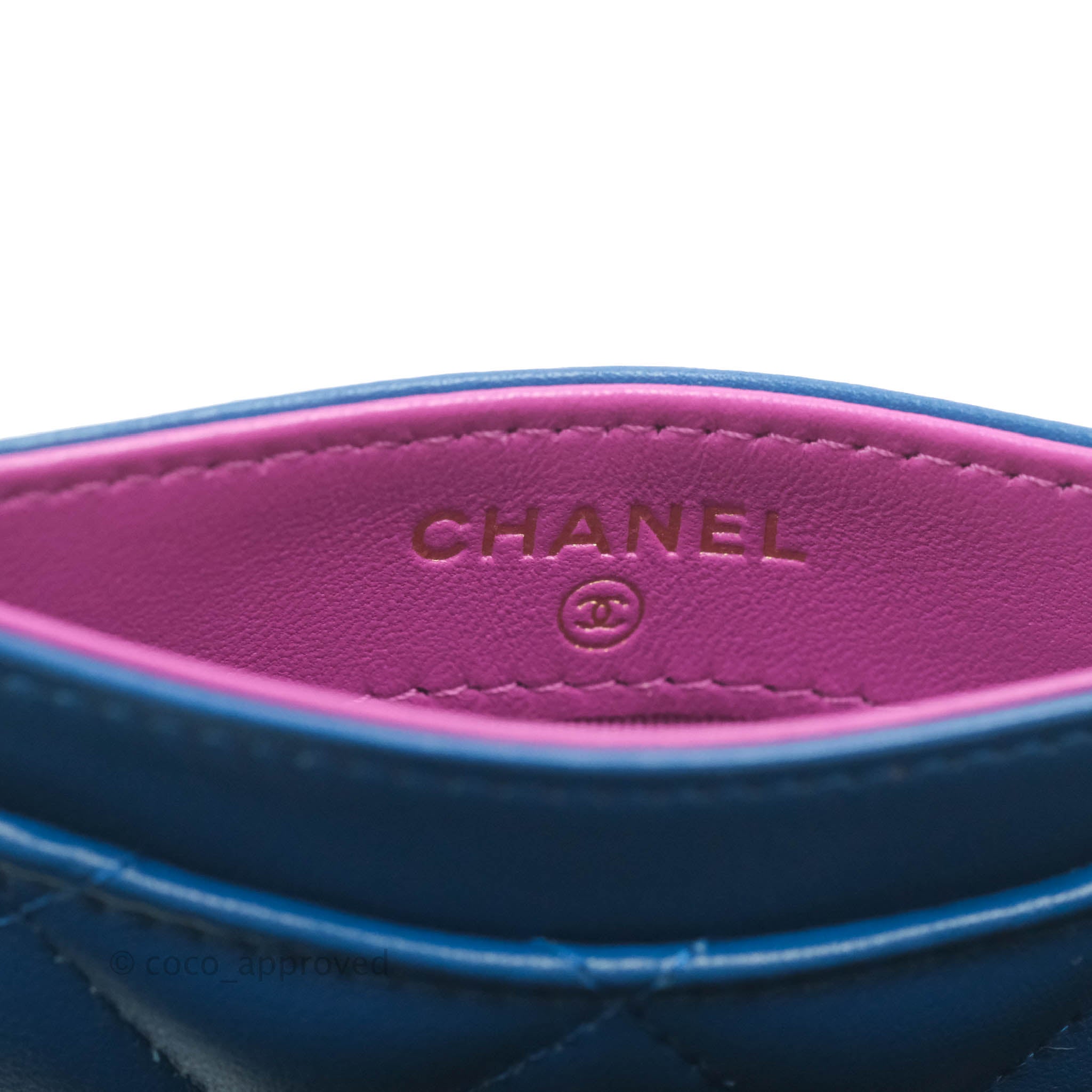 Chanel Lambskin Quilted CC Pearl Crush Wallet On Chain Blue with GHW