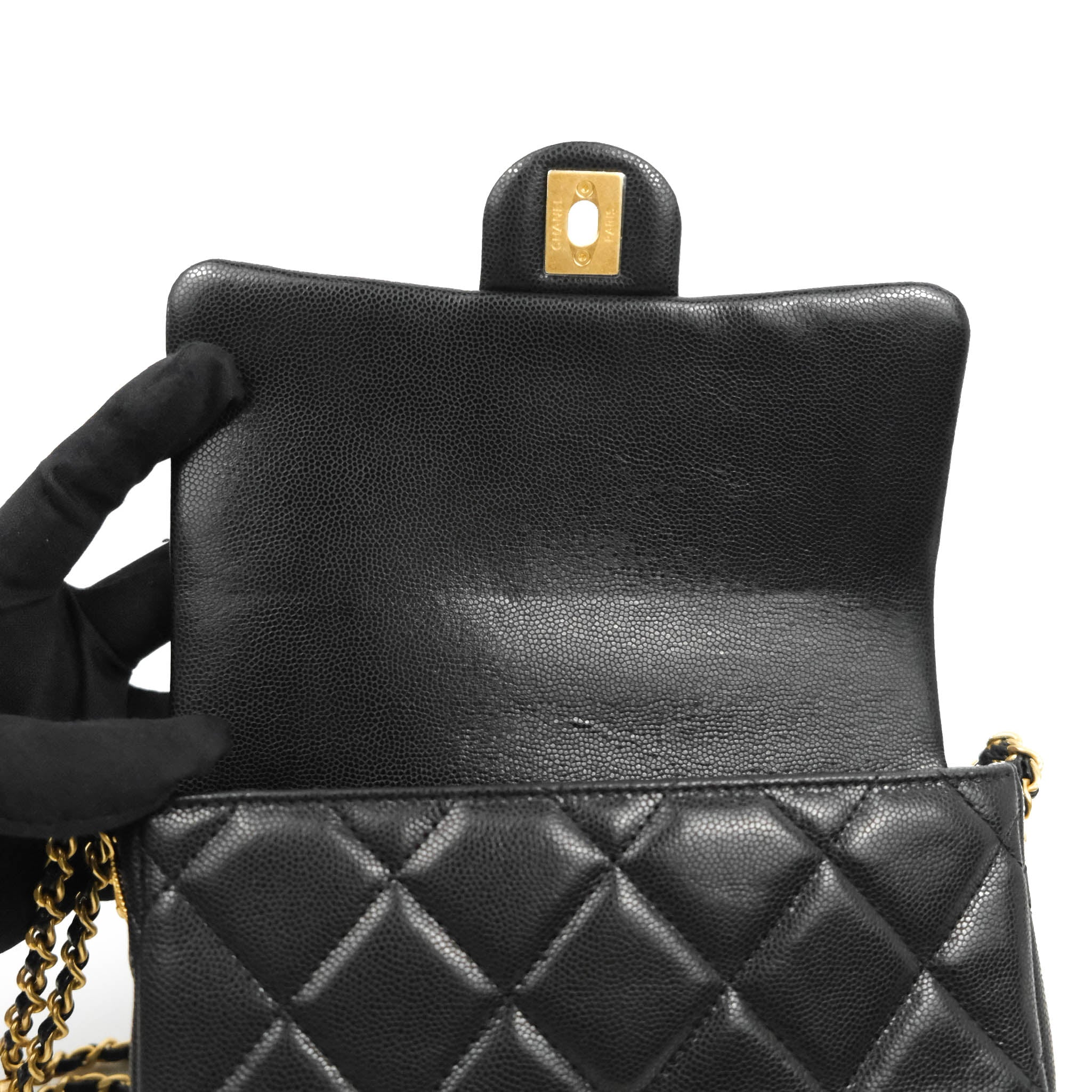 Chanel Small Flap with Coin Charm Black Caviar Aged Gold Hardware 22A – Coco  Approved Studio