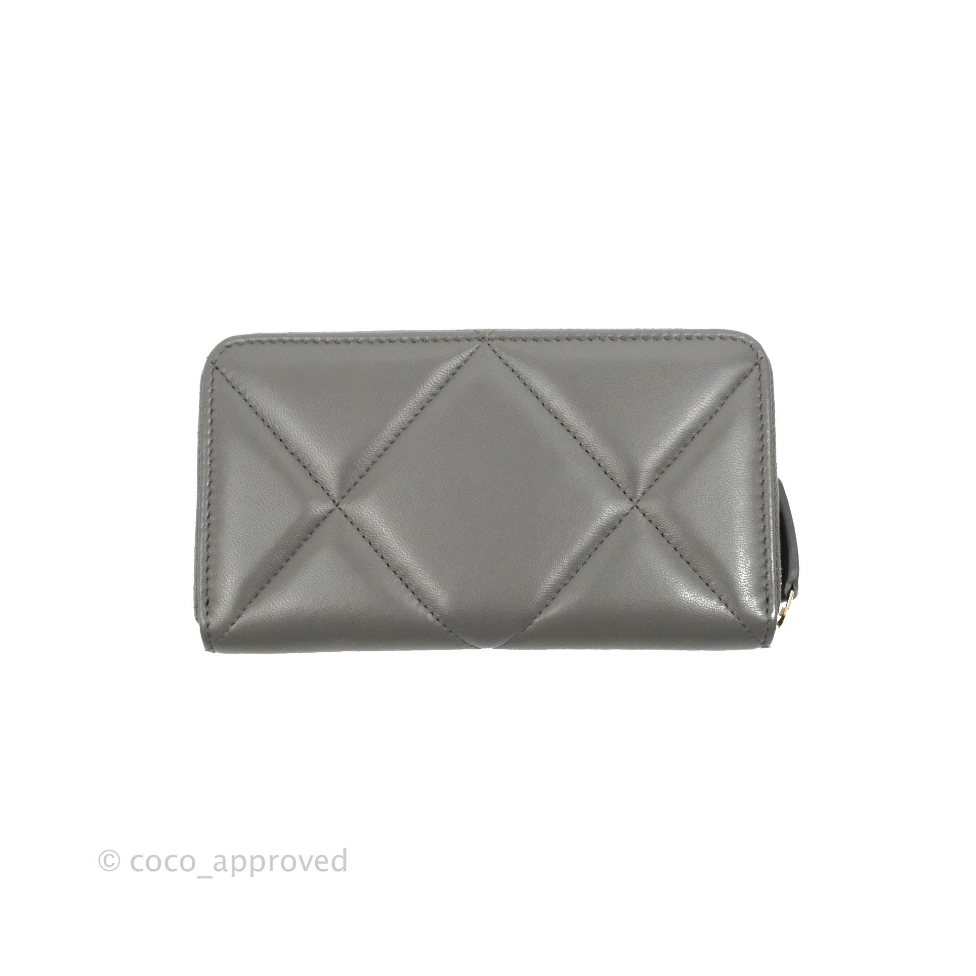 Chanel 19 Long Zipped Wallet Black in Goatskin with  Gold/Silver/Ruthenium-tone - US