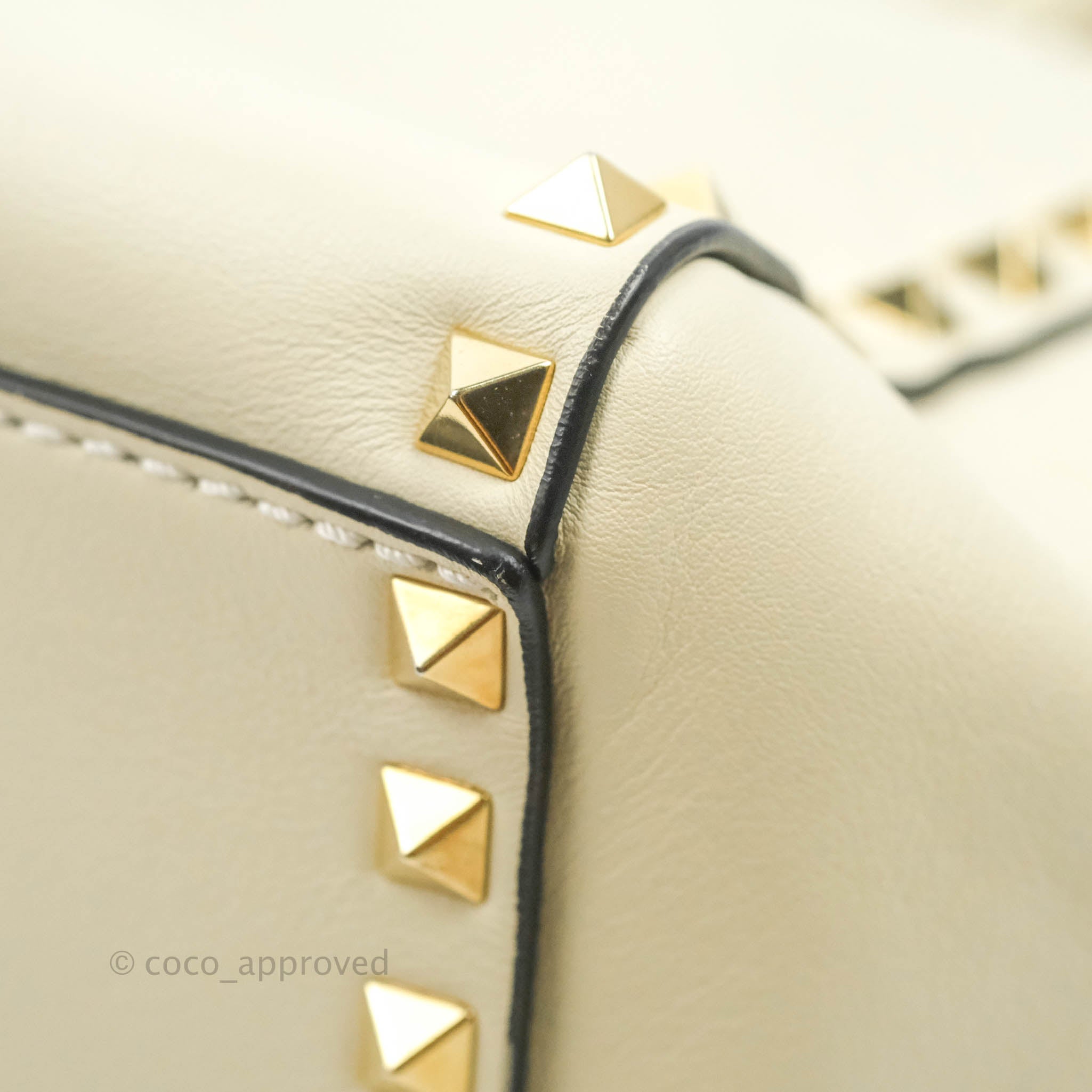 Valentino Garavani Rockstud Mini Trapeze Shoulder Bag White Calfskin G –  Coco Approved Studio