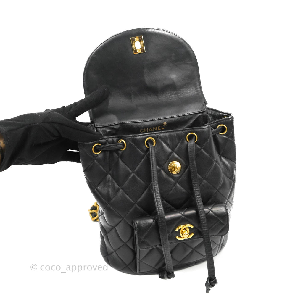 Chanel Vintage CC Duma Backpack Black Calfskin 24K Gold Hardware