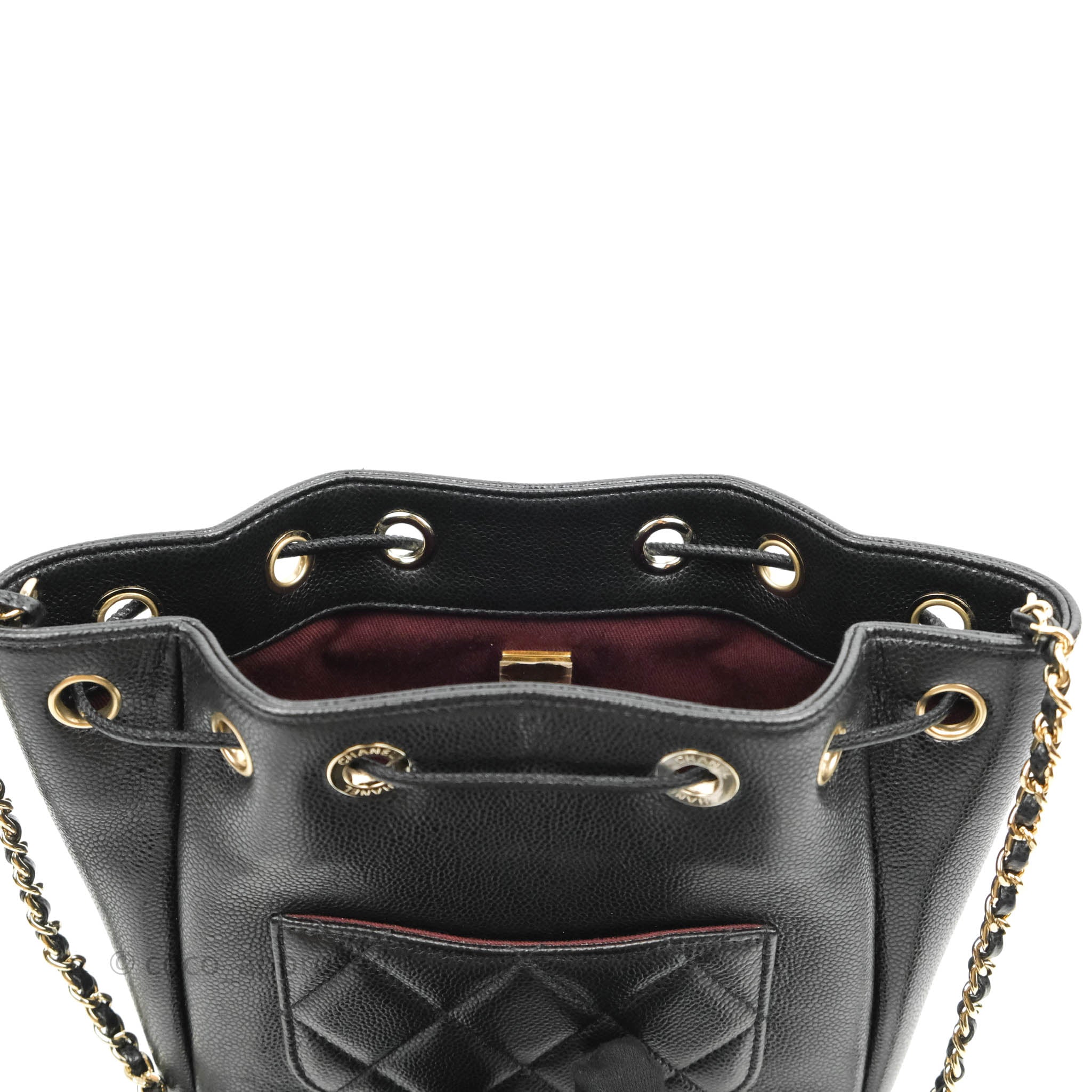 Chanel Black Quilted Grained Calfskin Bucket Bag Gold Hardware, 2021
