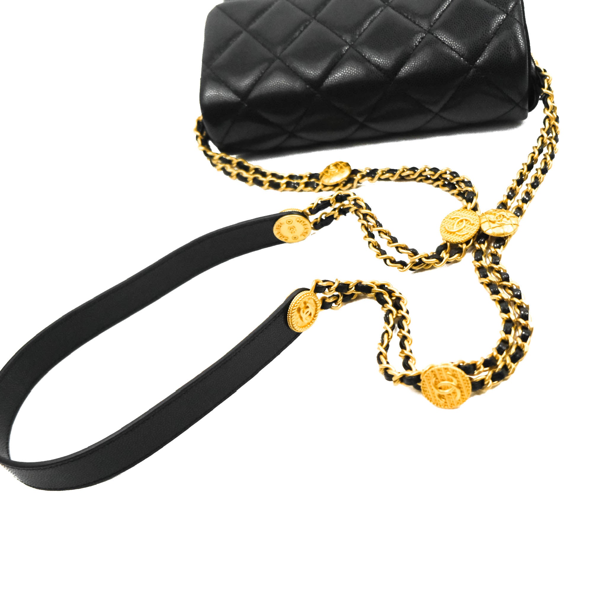 NWT! 🖤23C CHANEL “CC You” Mini Flap🖤 Chain Black Caviar Bag Gold HW  w/Receipt