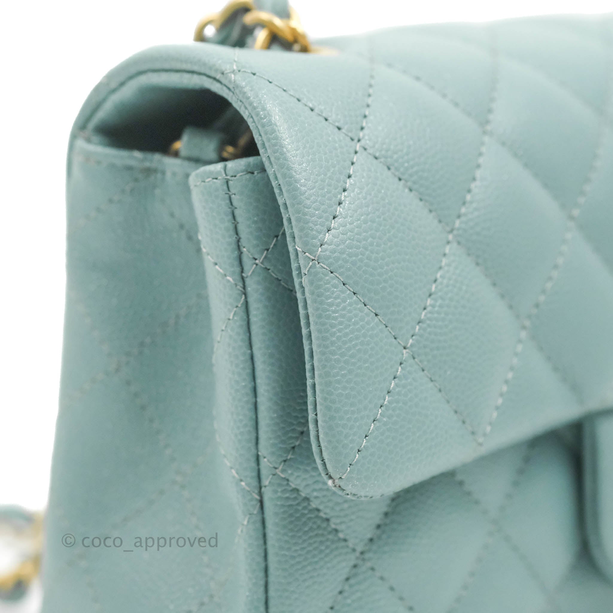 Chanel Iridescent Light Blue Quilted Calfskin Mini Rectangular Classic Flap