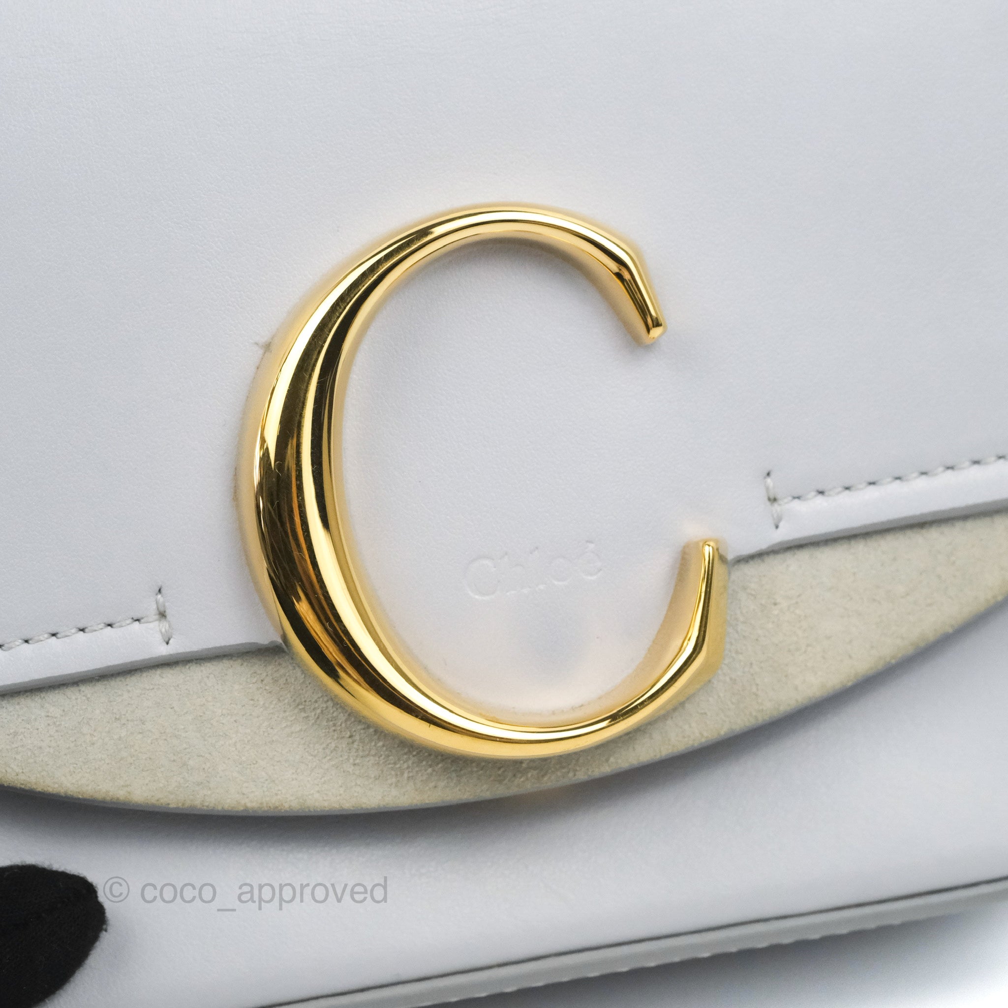 CHLOE Calfskin Suede C Clutch With Chain Motty Grey 1280378