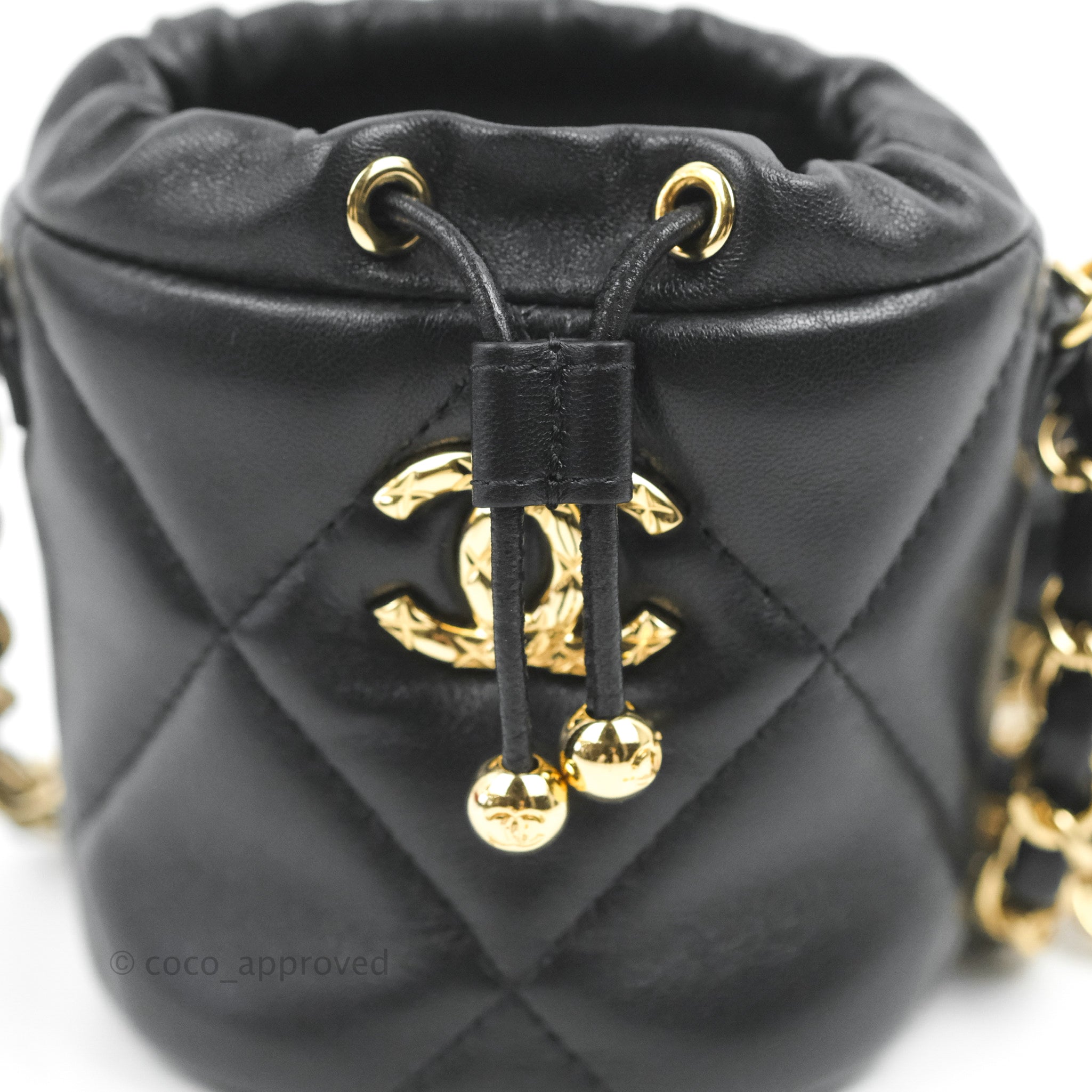 Chanel Mini Bucket Bag Black Lambskin Silver Hardware – Madison