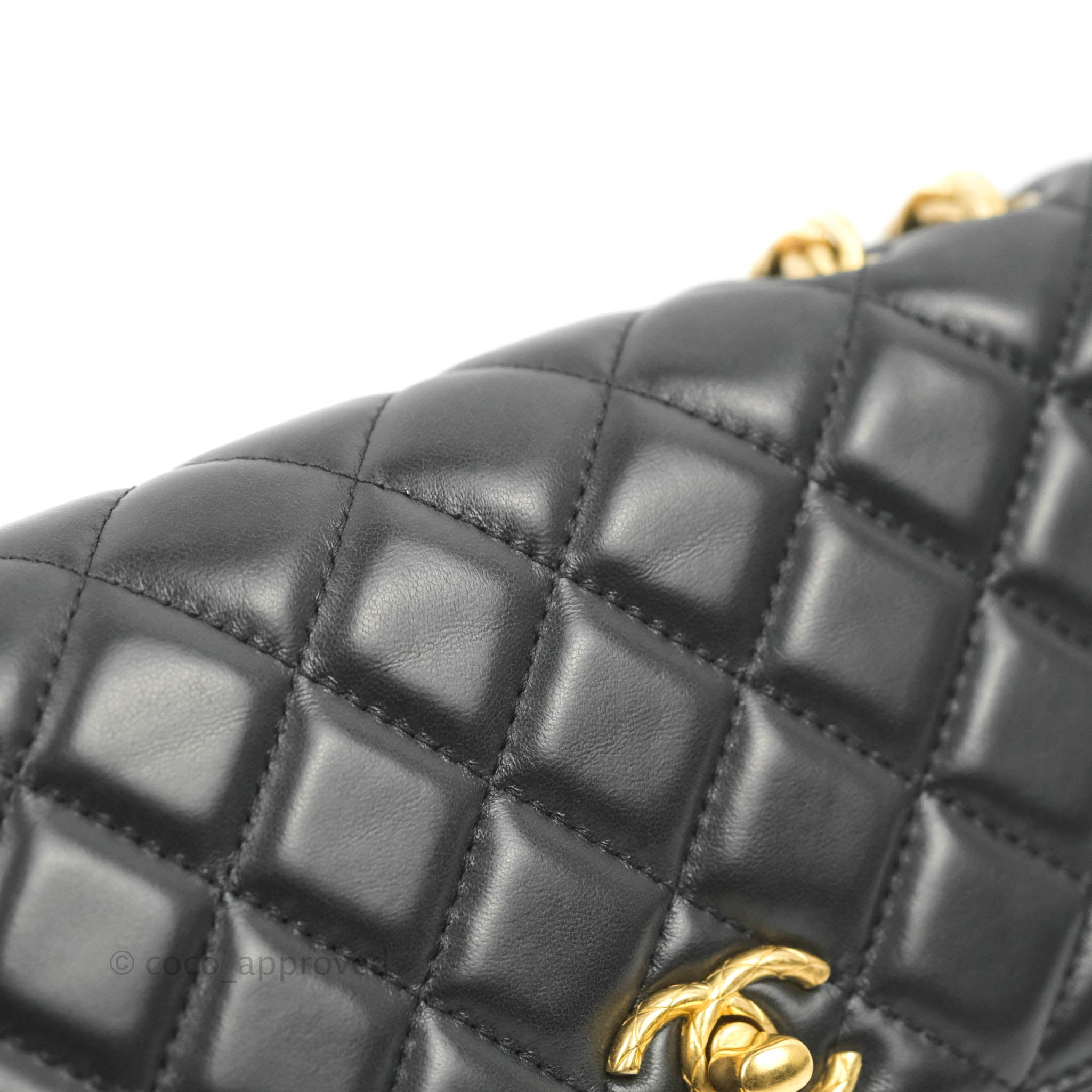 Chanel Quilted Wallet on Chain WOC Adjustable Chain Black Lambskin