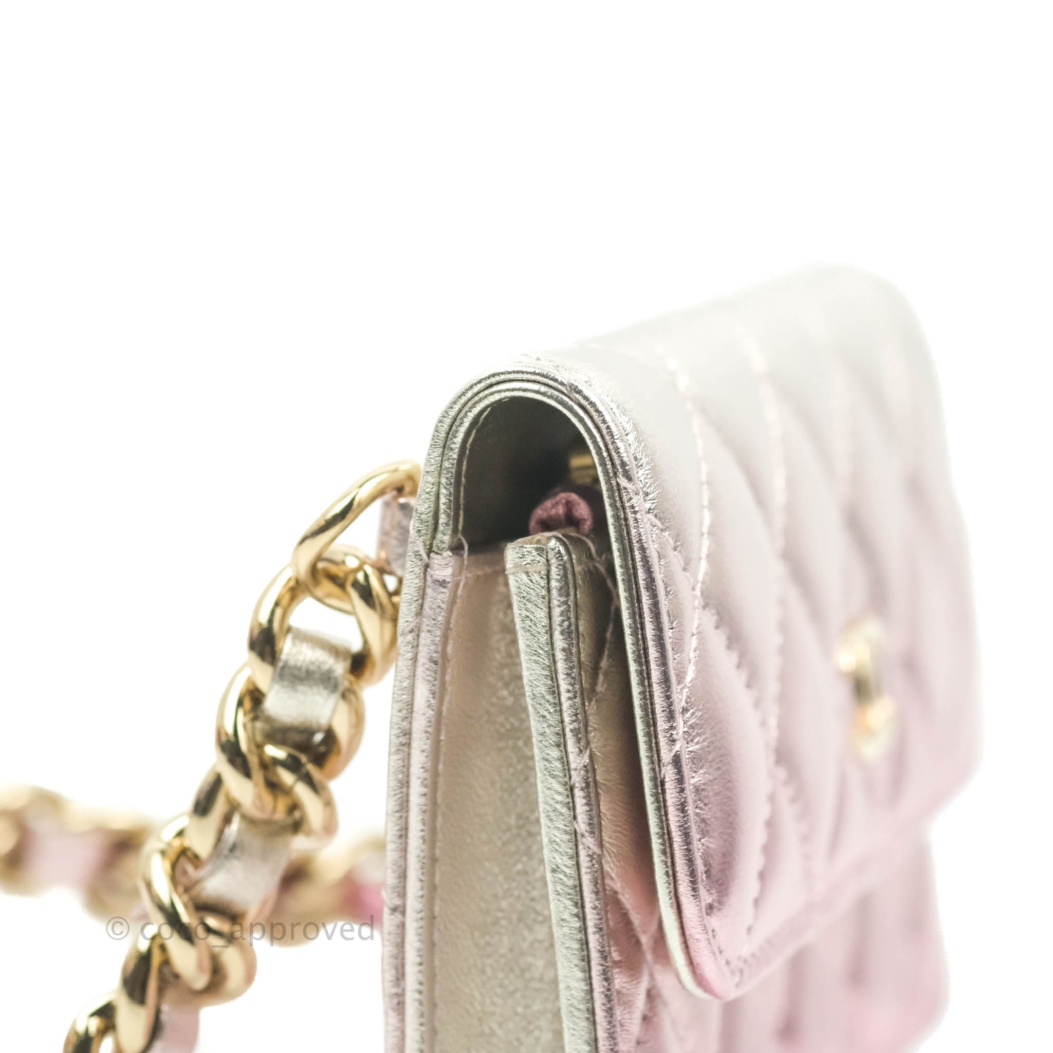 Chanel Quilted Clutch with Chain Metallic Gradient Pink/Silver Lambski –  Coco Approved Studio