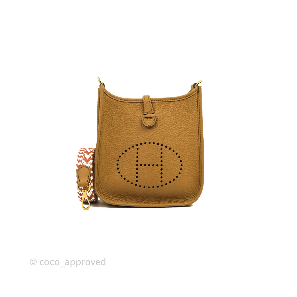 Hermès Mini Evelyne 16 Biscuit 48 Clemence Gold Hardware