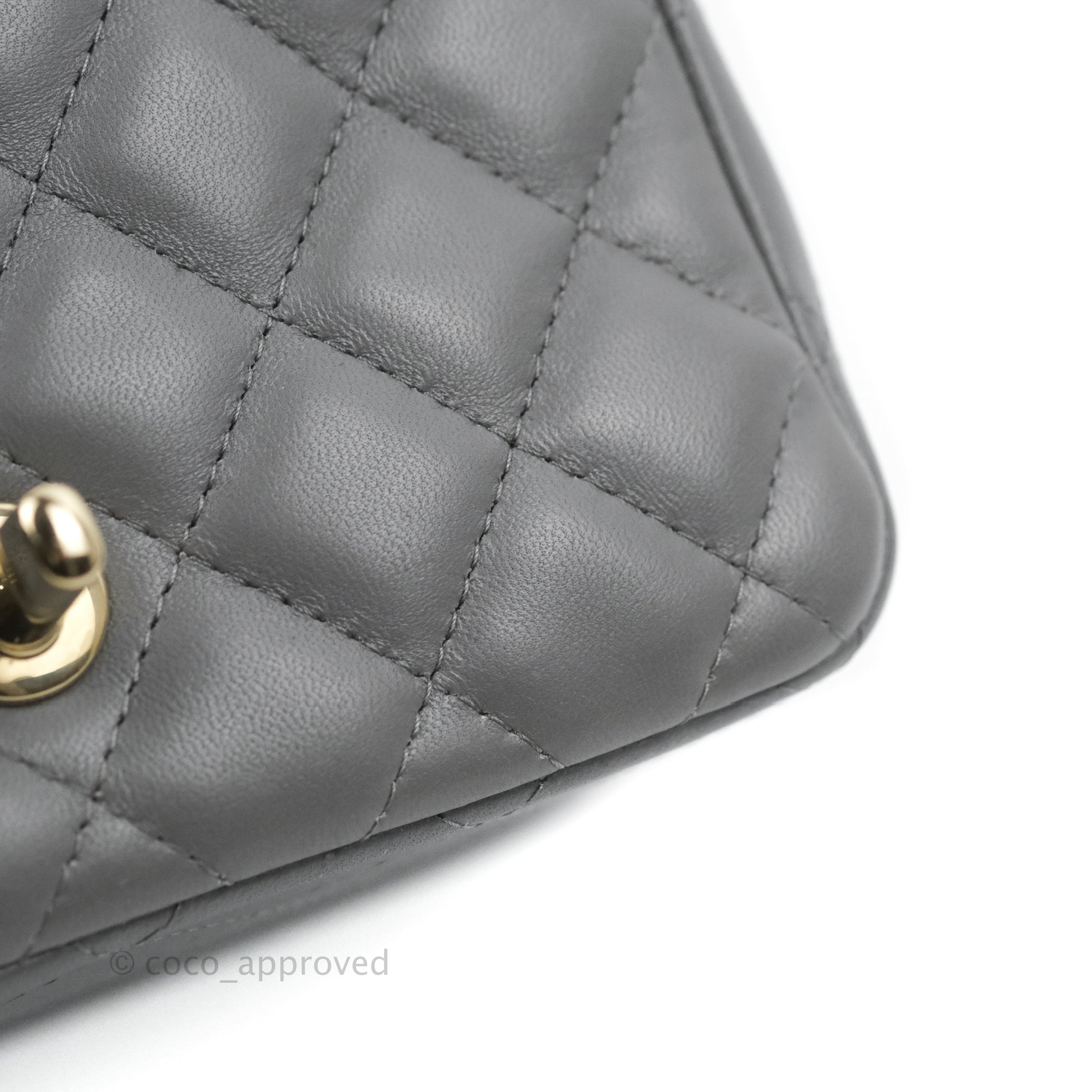 Chanel Grey Quilted Lambskin Jumbo Classic Double Flap Bag Gold