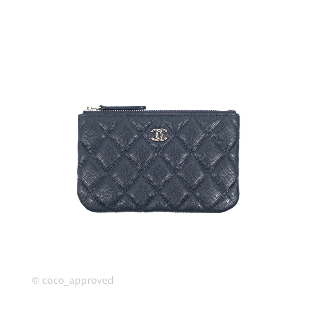 Chanel Quilted Mini O Case Navy Caviar Silver Hardware