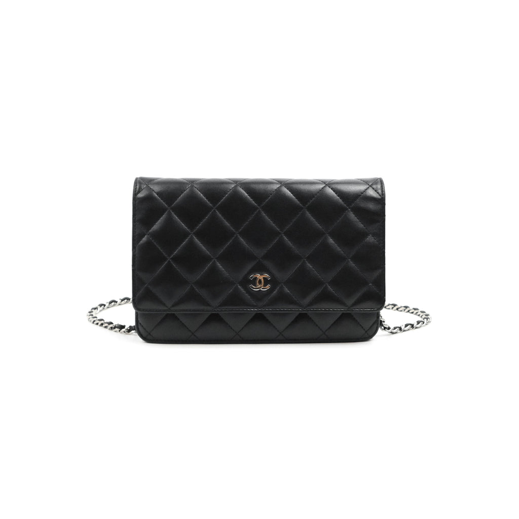 Chanel Quilted Classic WOC Black Lambskin Silver Hardware