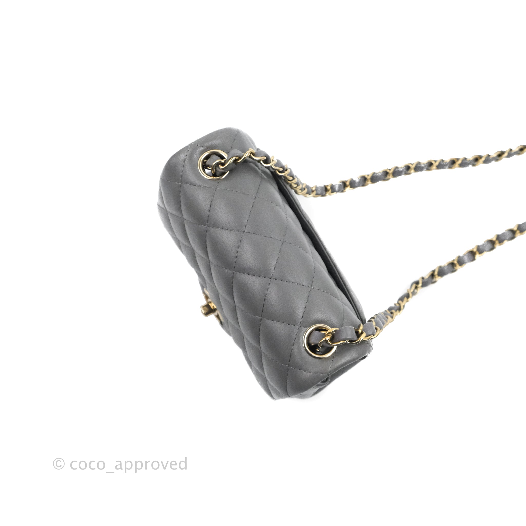 Chanel Quilted Mini Square Dark Grey Lambskin Gold Hardware – Coco