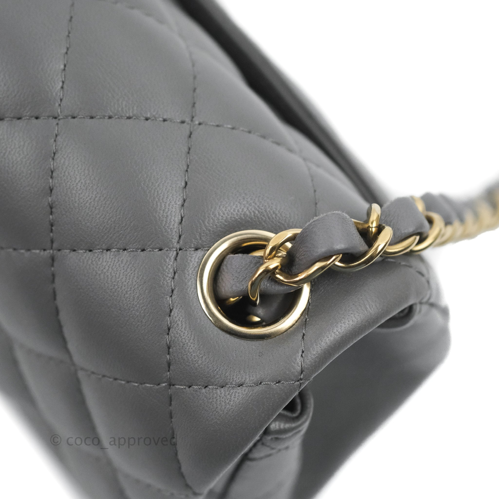 Chanel Quilted Mini Square Dark Grey Lambskin Gold Hardware – Coco
