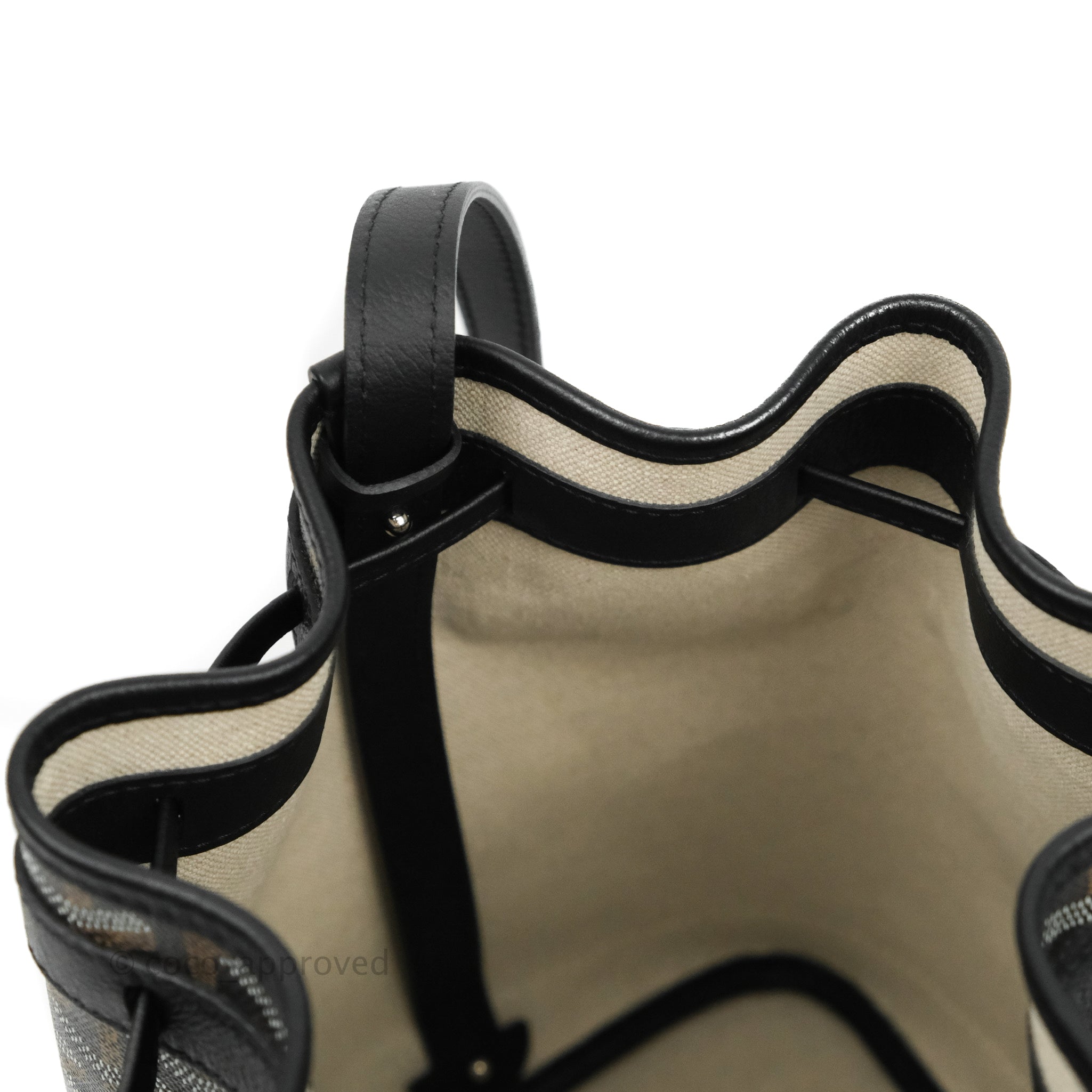 Goyard Petit Flot Black & Natural Drawstring Bucket Bag – Coco