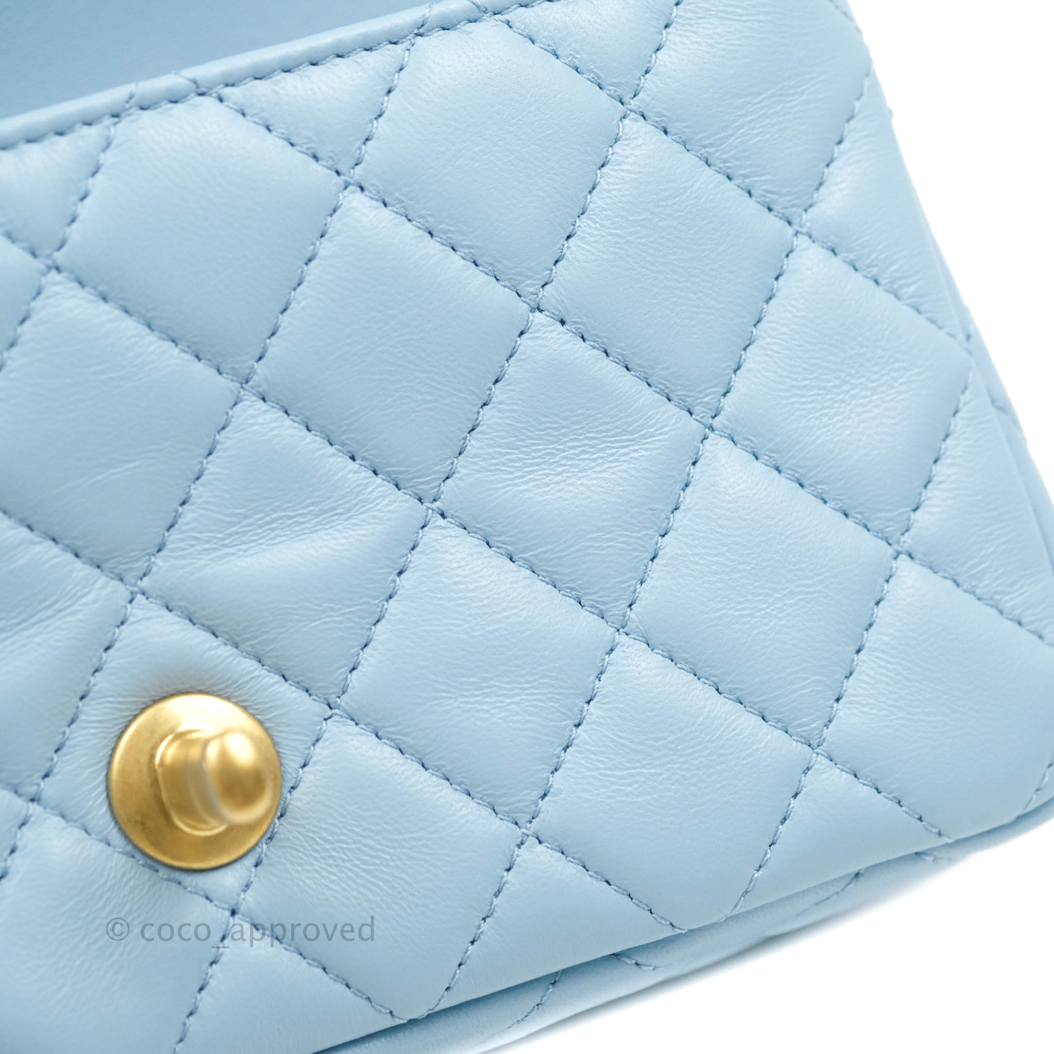Chanel Mini Rectangular Pearl Crush Quilted Blue Lambskin Aged Gold Ha – Coco  Approved Studio