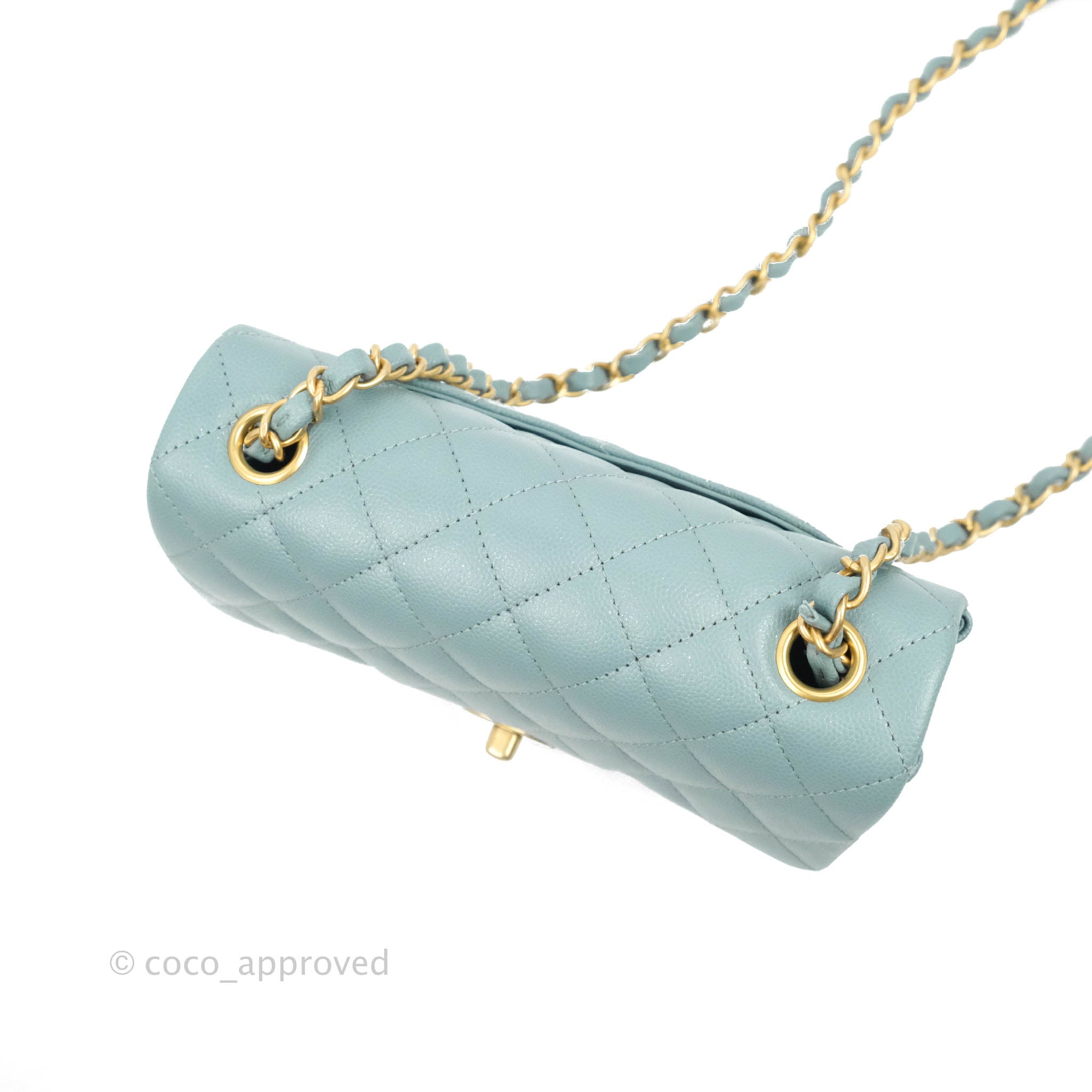 CHANEL Mini Flap Bag Iridescent Grained Calfskin & Gold-Tone Metal. Light  Blue - AS2855B06792NF481 - New this season