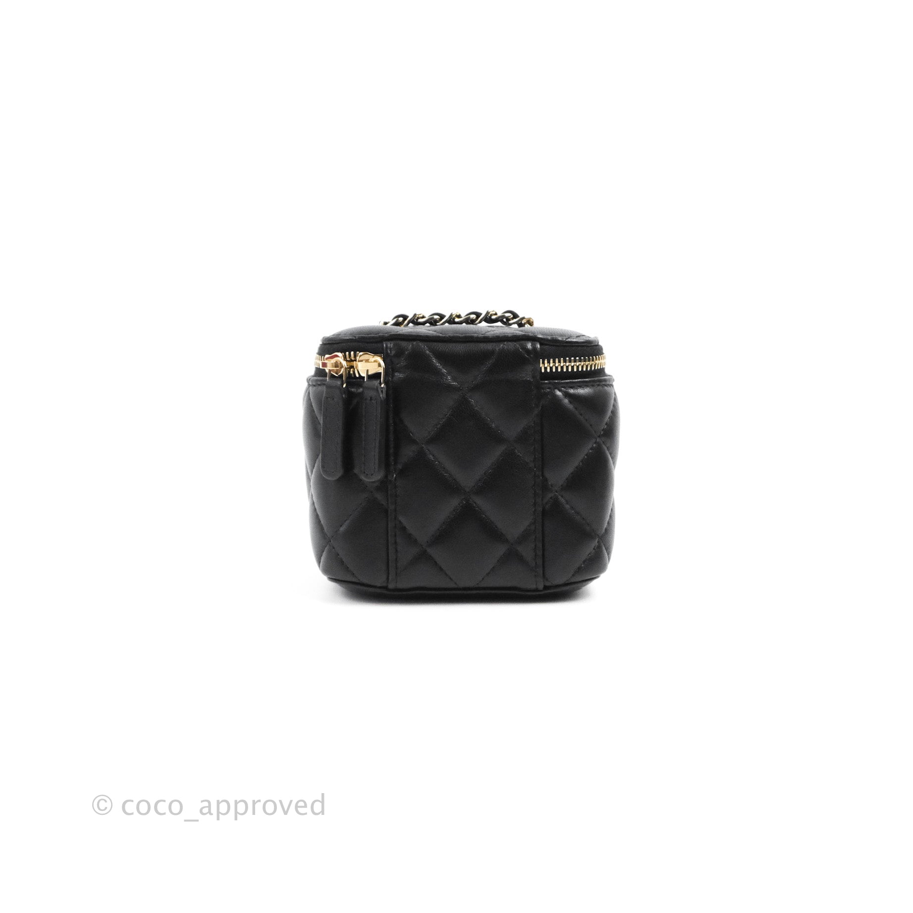 CHANEL Lambskin Quilted Small Vanity Case With Chain Black 1268319