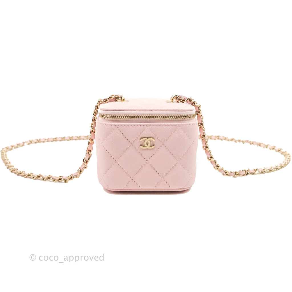 Chanel Mini Vanity With Chain Pink Caviar Gold Hardware