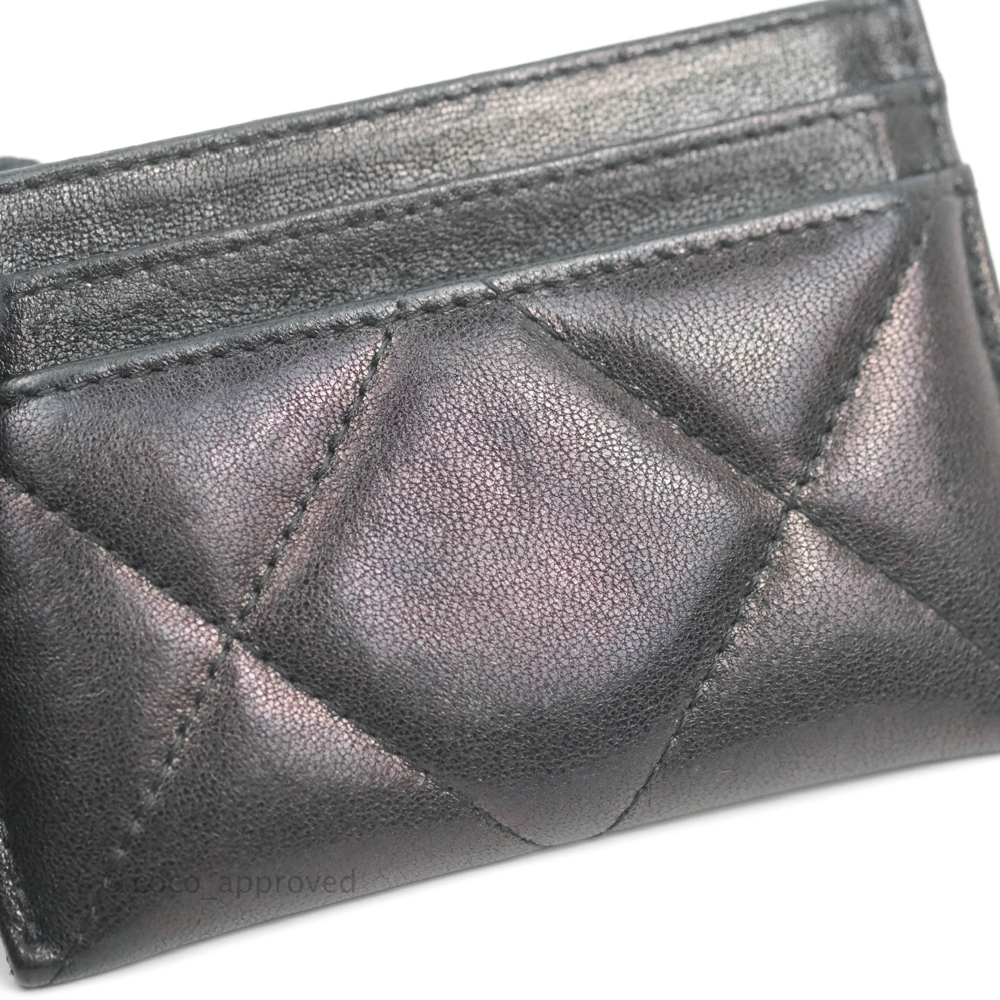CHANEL Iridescent Caviar Quilted Gusseted Card Holder Black 469355