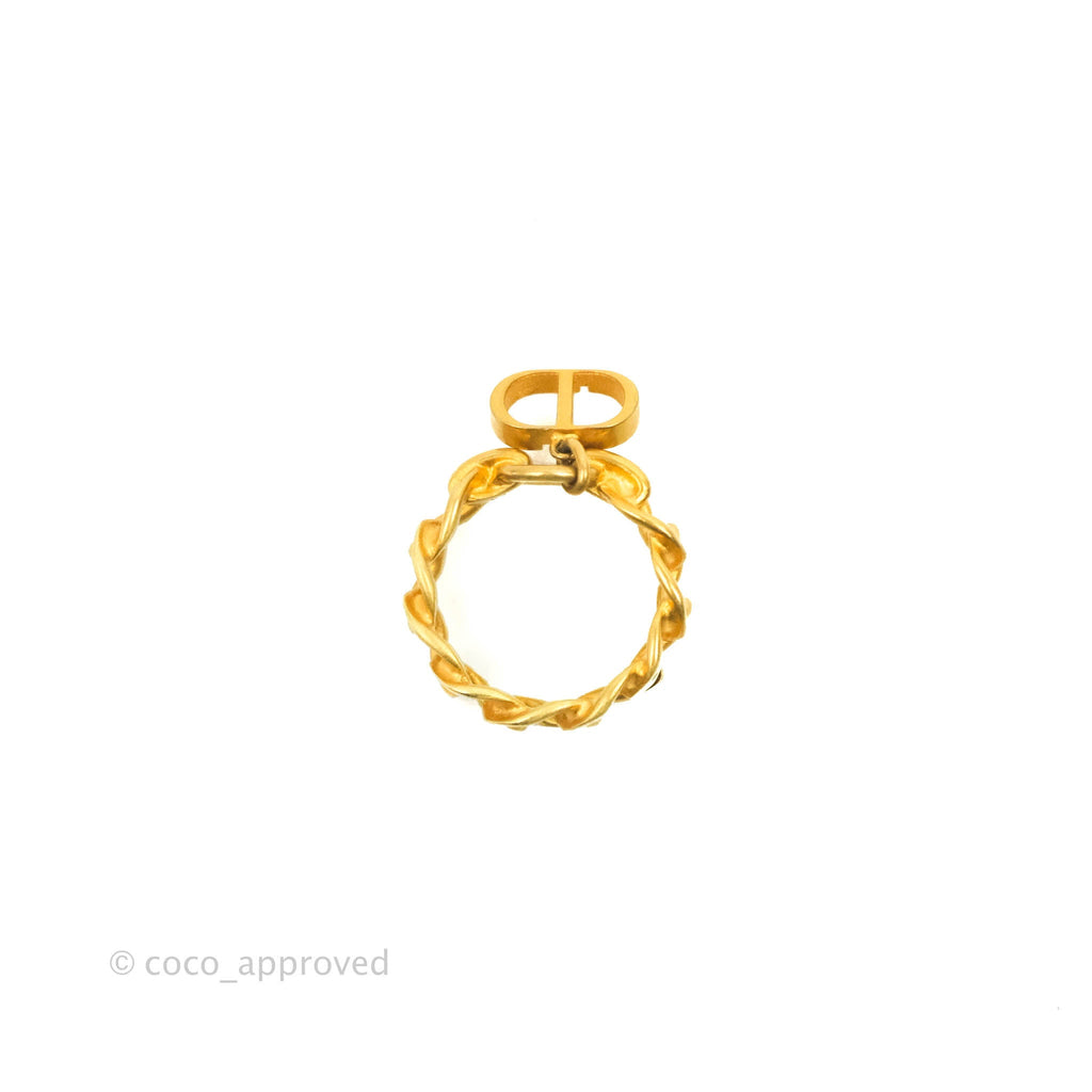 Christian Dior Chain Drop CD Logo Ring Size M