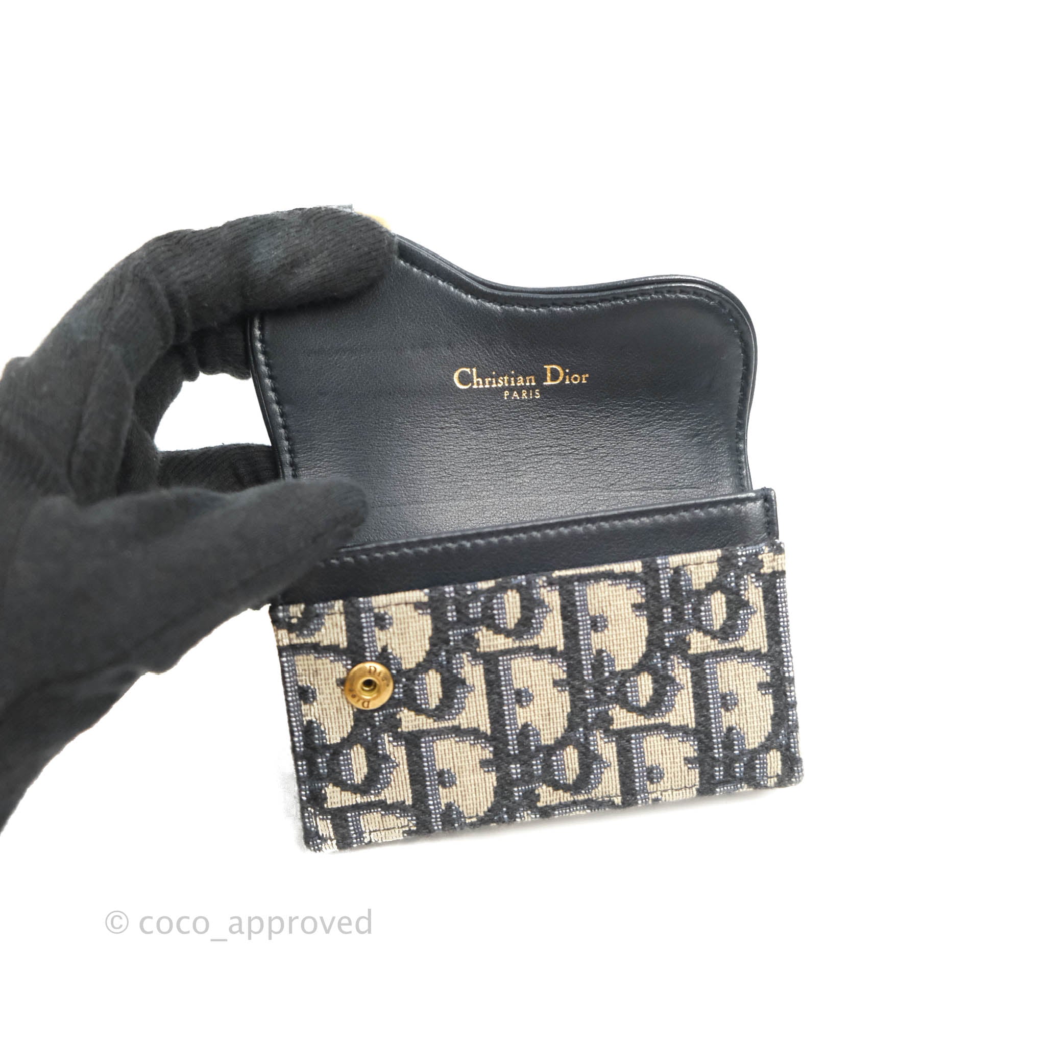 Christian Dior Saddle Flap Card Holder Blue Dior Oblique Jacquard – Coco  Approved Studio