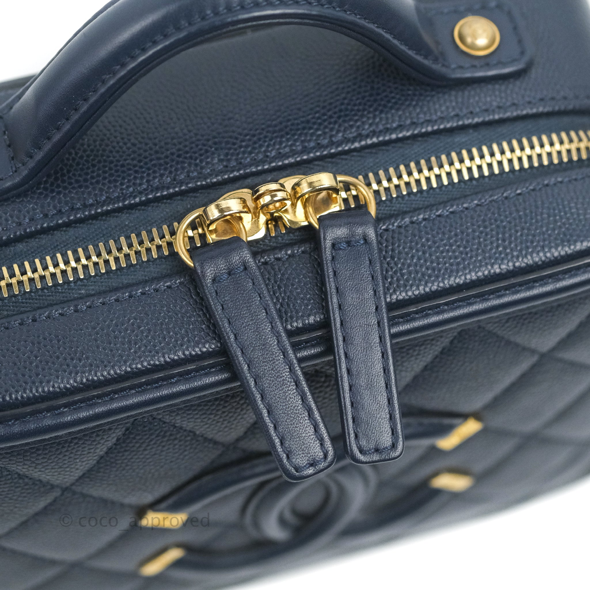 Chanel Blue Watersnake and Tweed CC Filigree Vanity Case Bag at