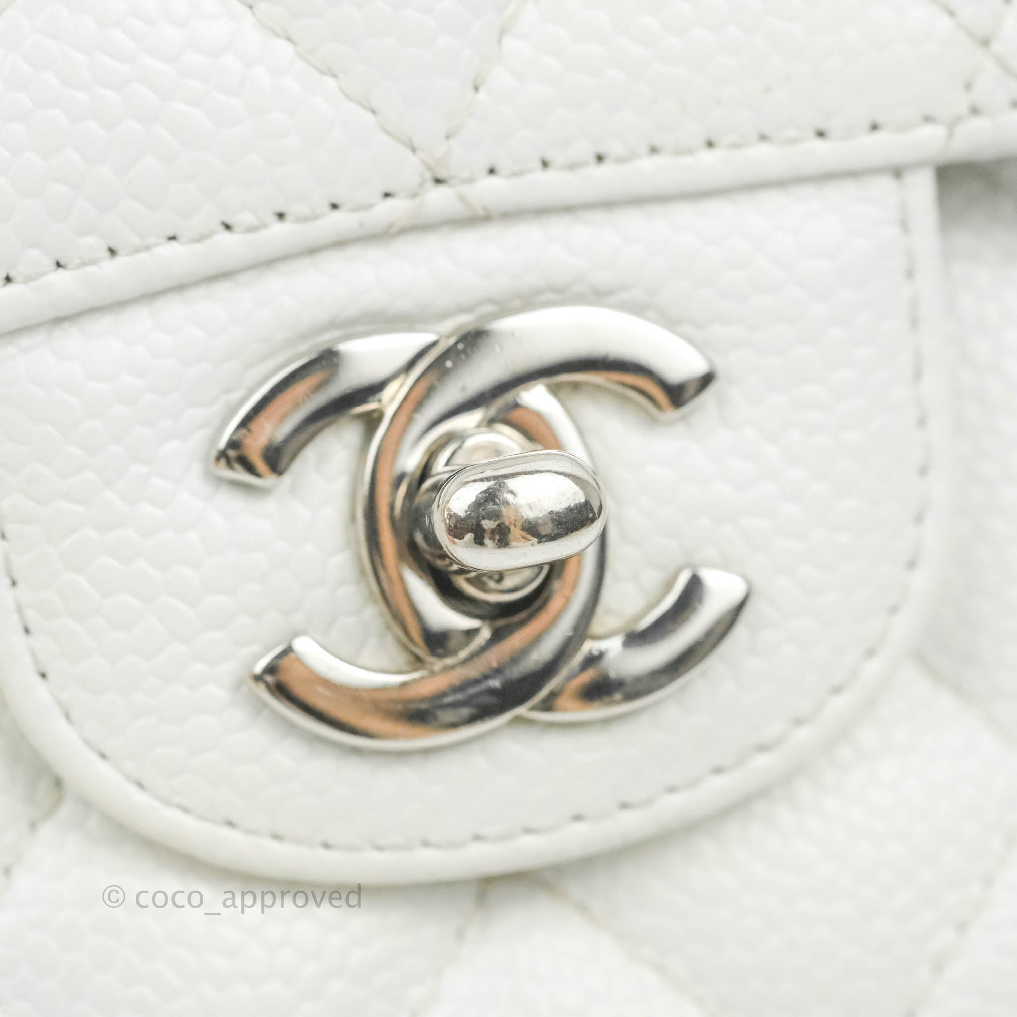 Chanel Classic Vintage M/L White Caviar Gold Hardware – Coco Approved Studio