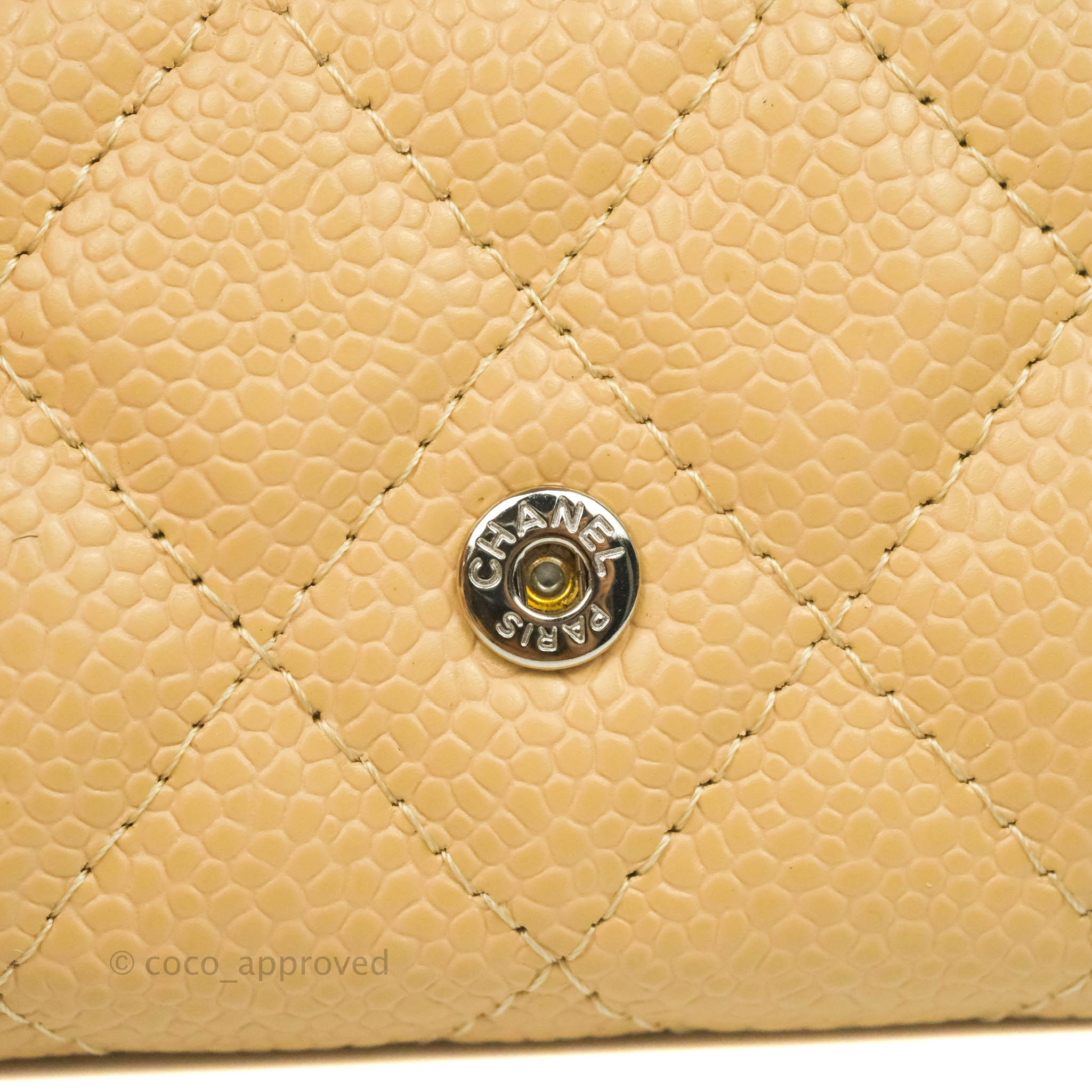 CHANEL Caviar Quilted Card Holder Light Beige 1299320