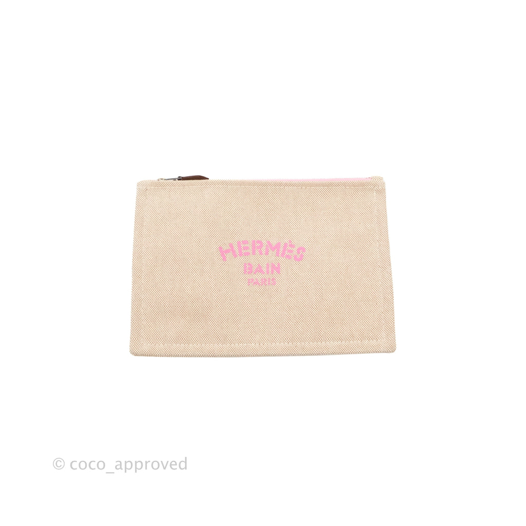 Hermès Small Bain New Yachting Pouch Cotton Pink