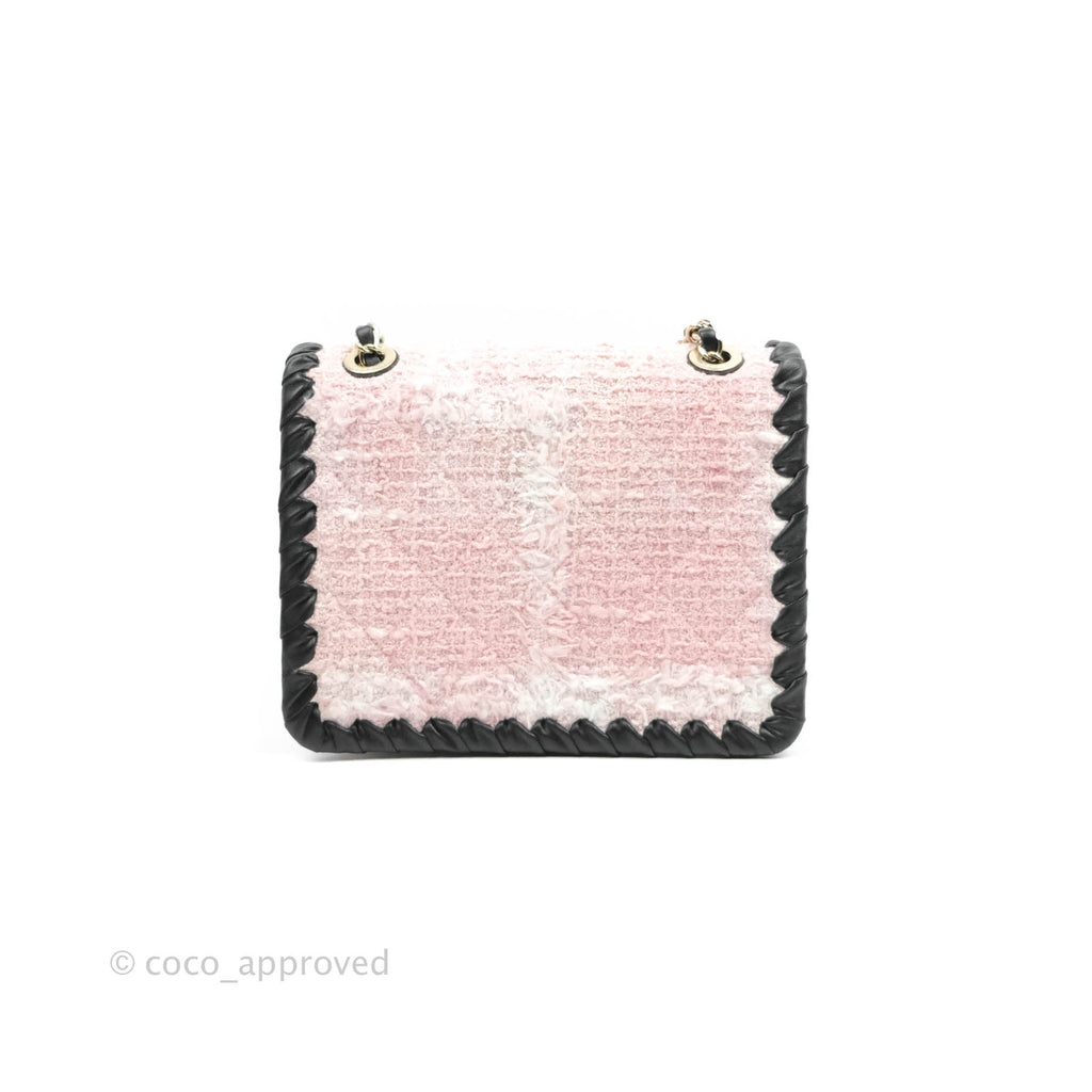 Chanel Mini My Own Frame Flap Pink White Tweed Braided Calfskin 22S