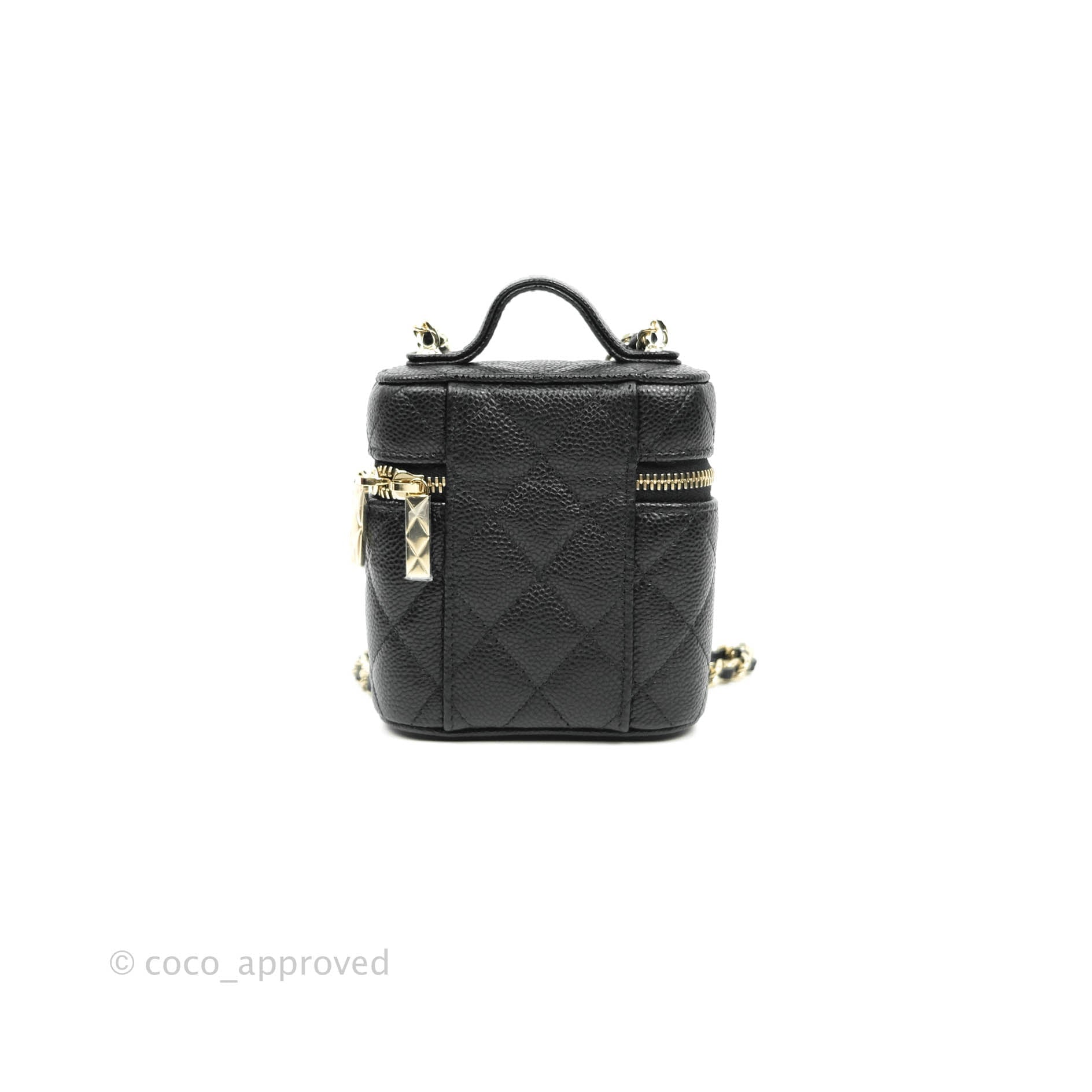 CHANEL Caviar Quilted Mini Vanity Case With Chain Black 1303593