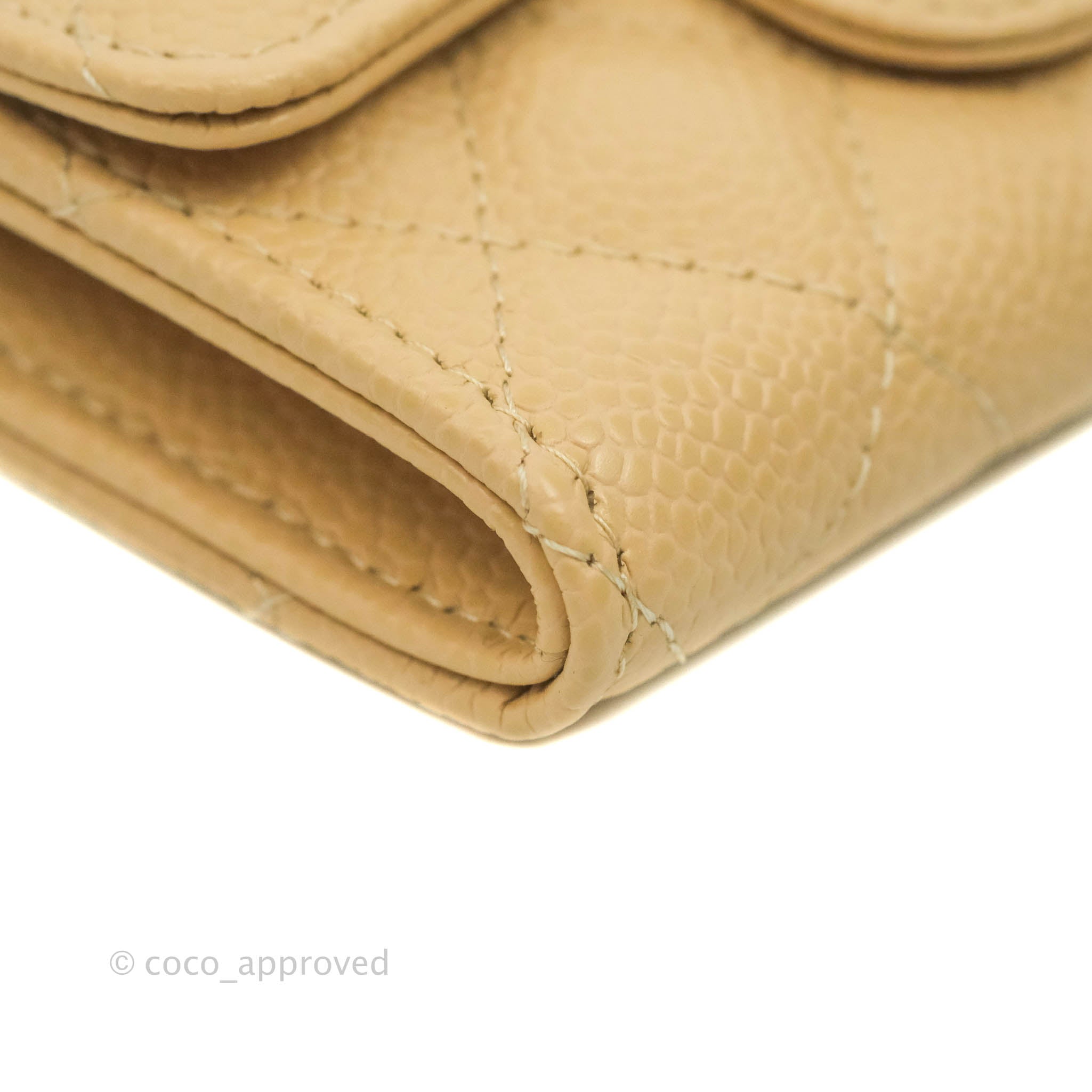 CHANEL Caviar Quilted Card Holder Light Beige 1299320