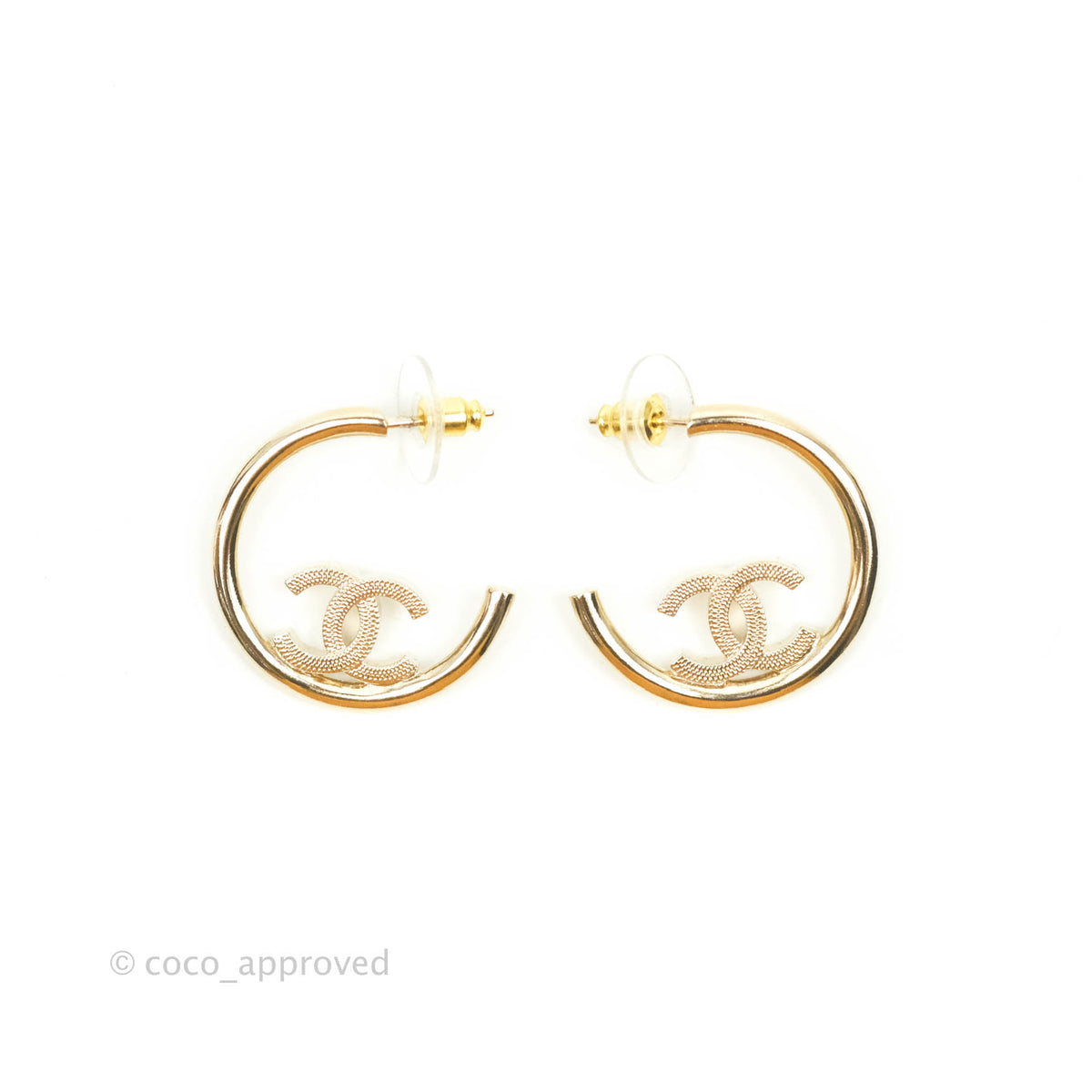 Chanel CC Hoop Earrings Gold Tone 22P – Coco Approved Studio