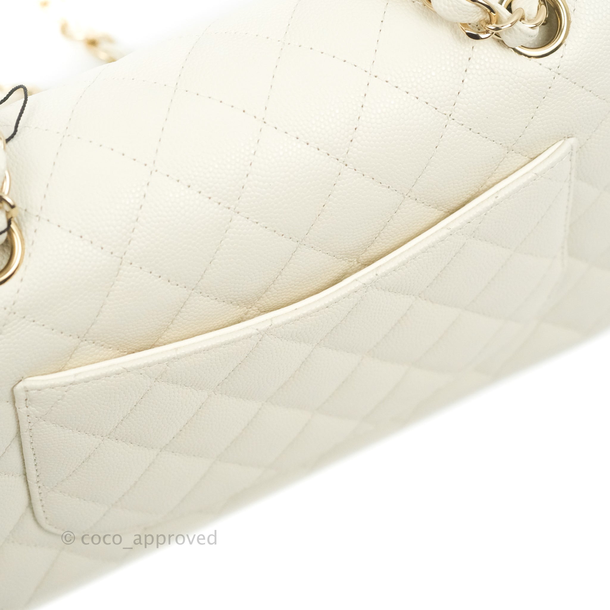 Chanel Classic Small S/M Quilted Flap White Caviar Gold Hardware 22C – Coco  Approved Studio