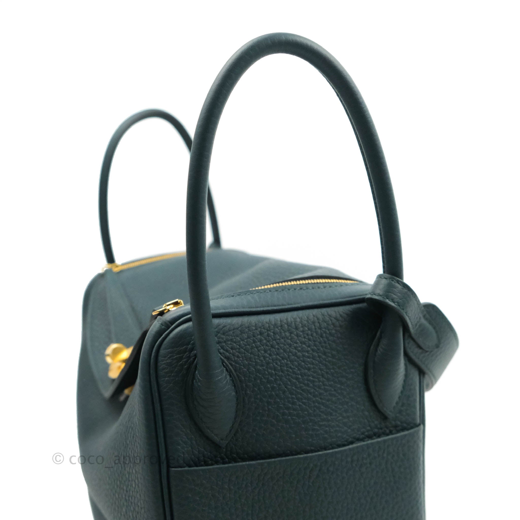 HERMES Handbag Lindy 26 Black Black GoldHardware Taurillon Clemence