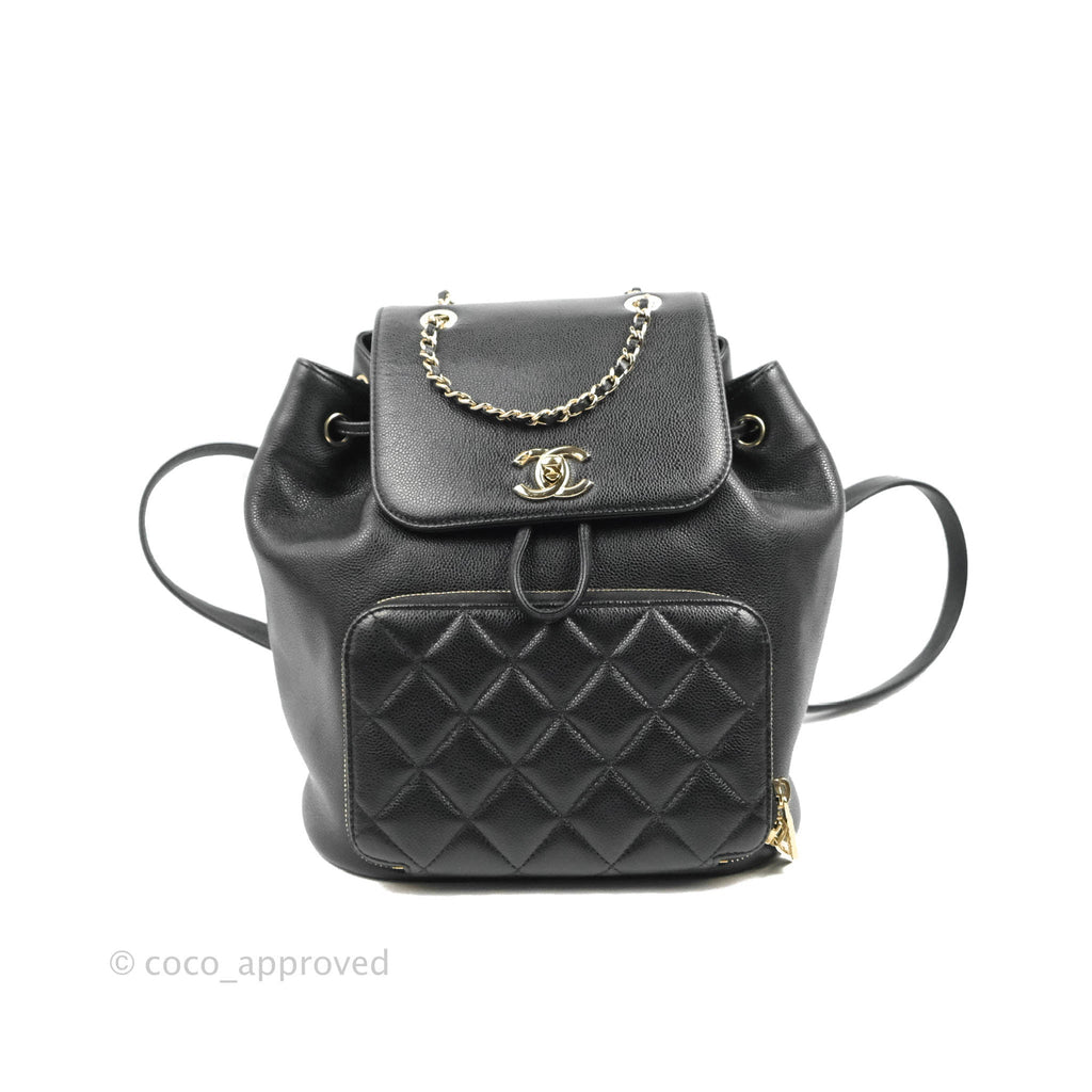 Chanel Quilted Business Affinity Backpack Black Caviar Gold Hardware