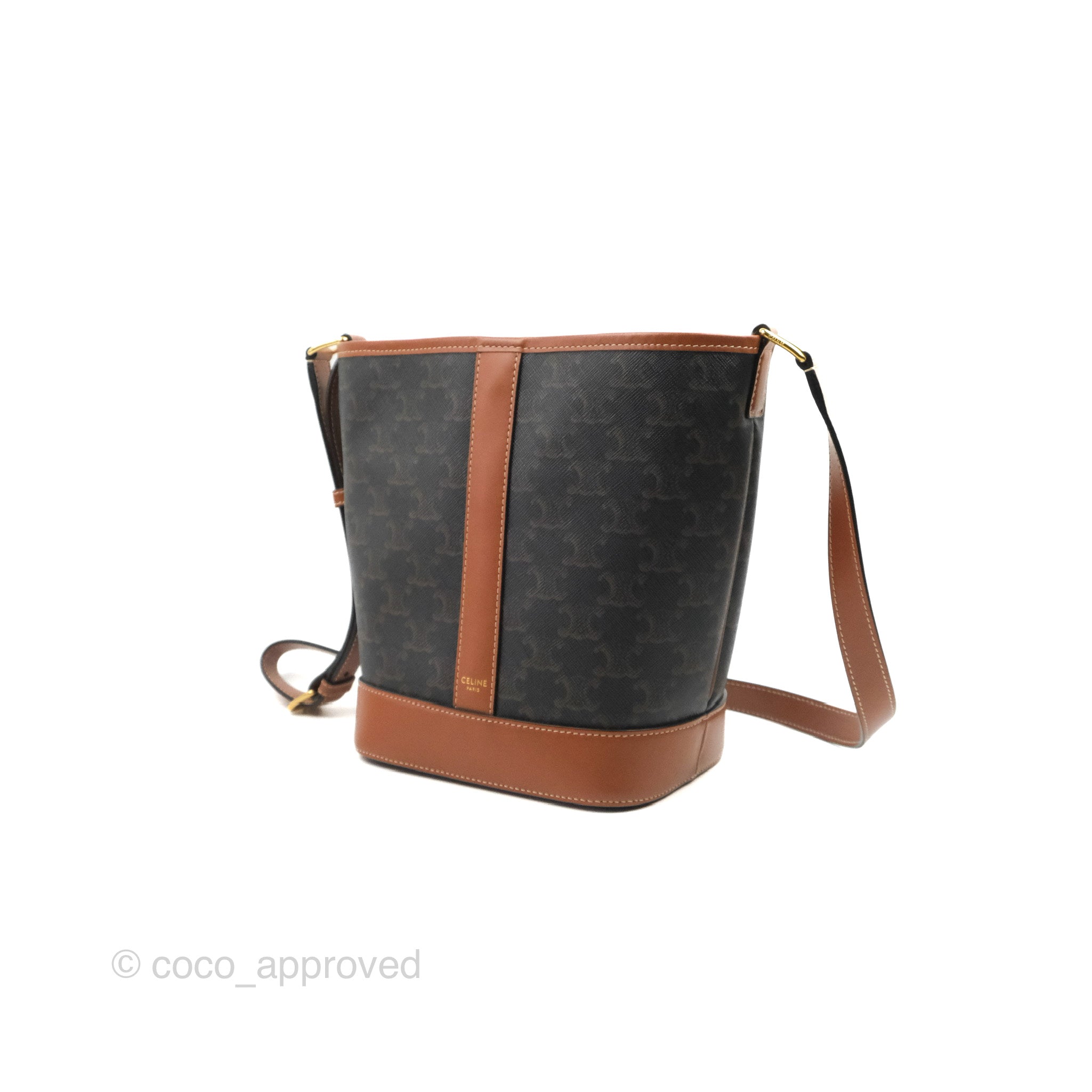 SMALL BUCKET IN TRIOMPHE CANVAS AND CALFSKIN - TAN