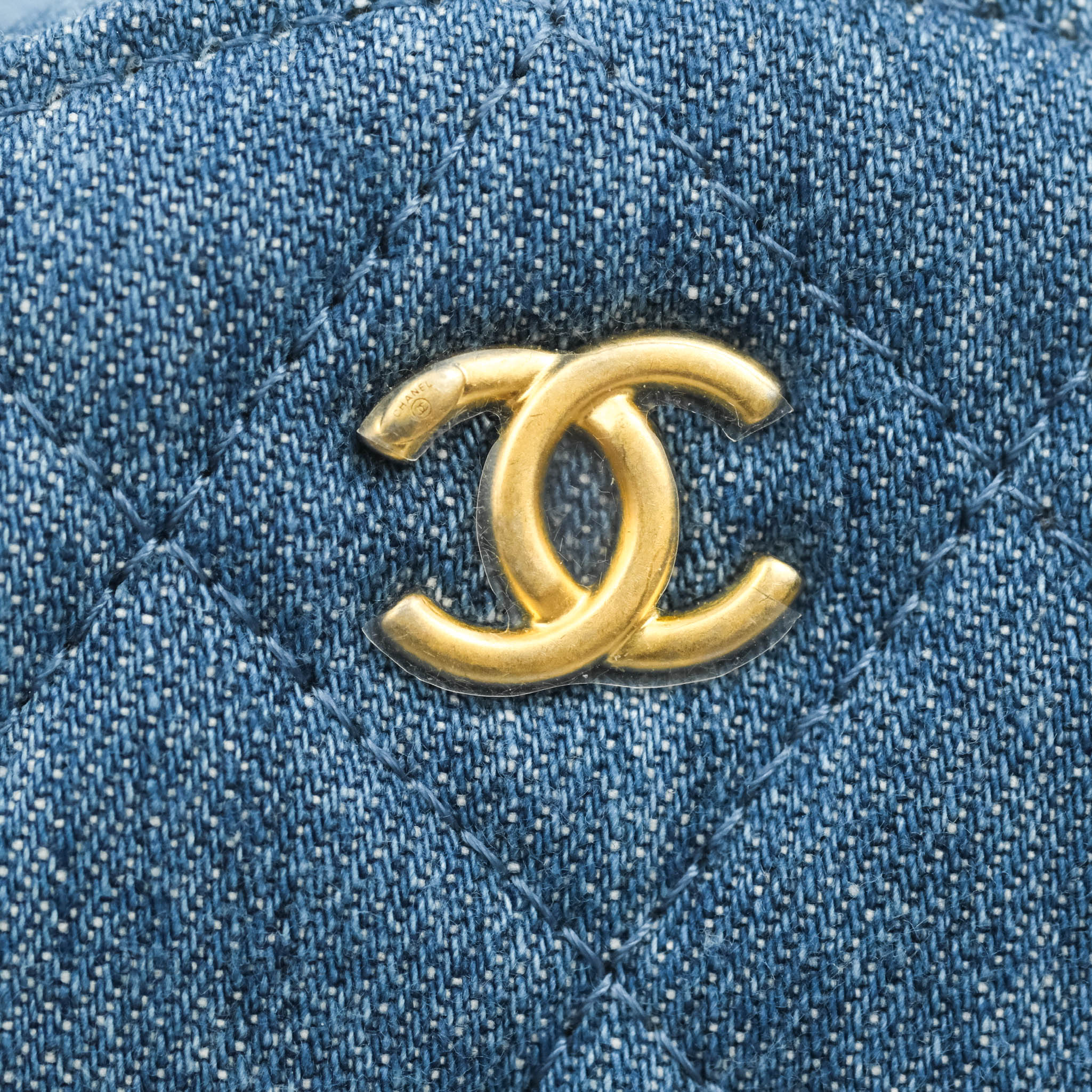 Vintage 90's CHANEL CC Logos Monogram Denim Blue Jean & 
