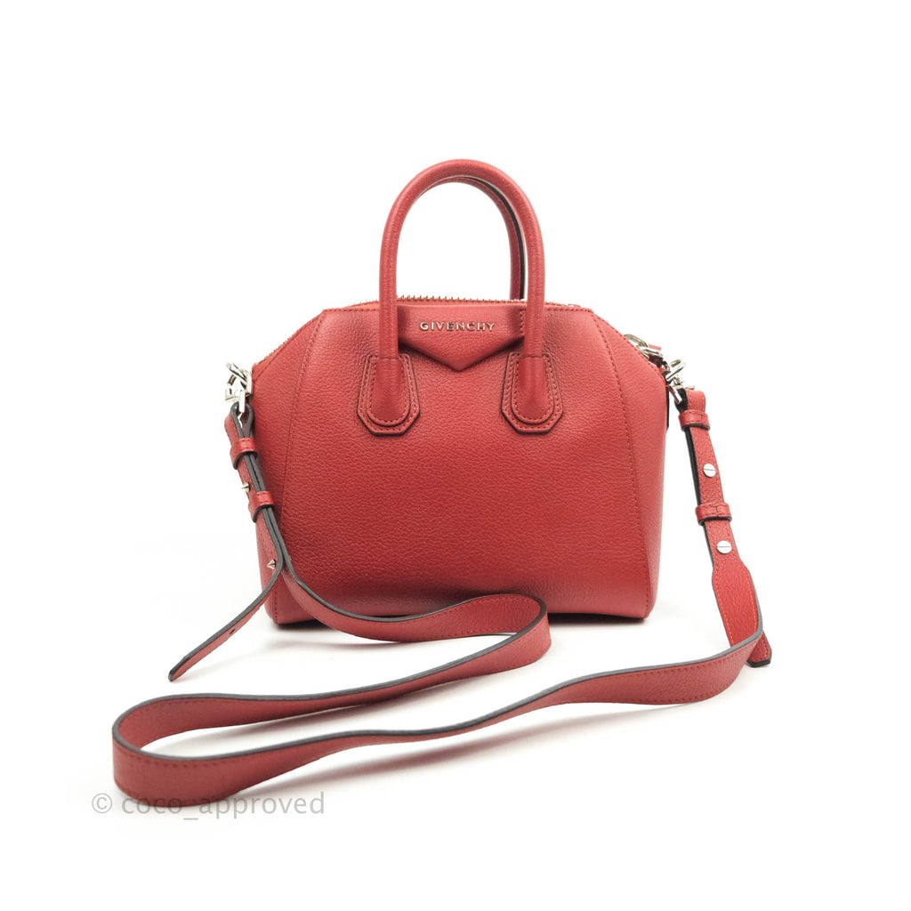 Givenchy Antigona Mini Red Grained Calfskin Silver Hardware