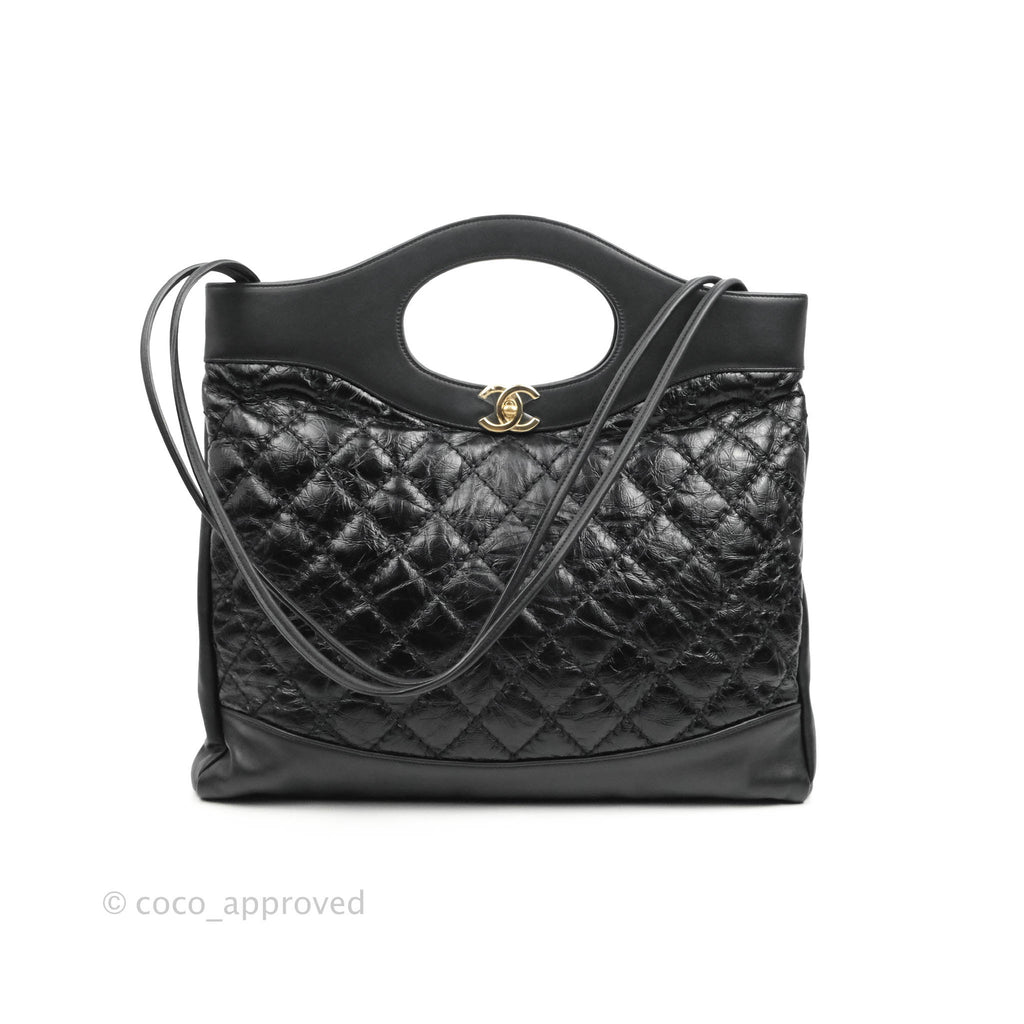 Chanel 31 Large Shopping Bag Black Aged Calfskin