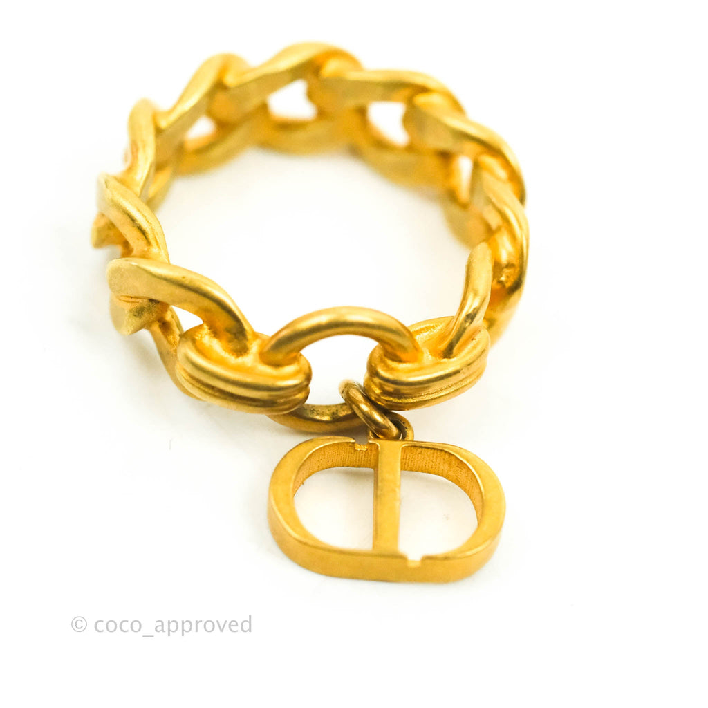 Christian Dior Chain Drop CD Logo Ring Size M