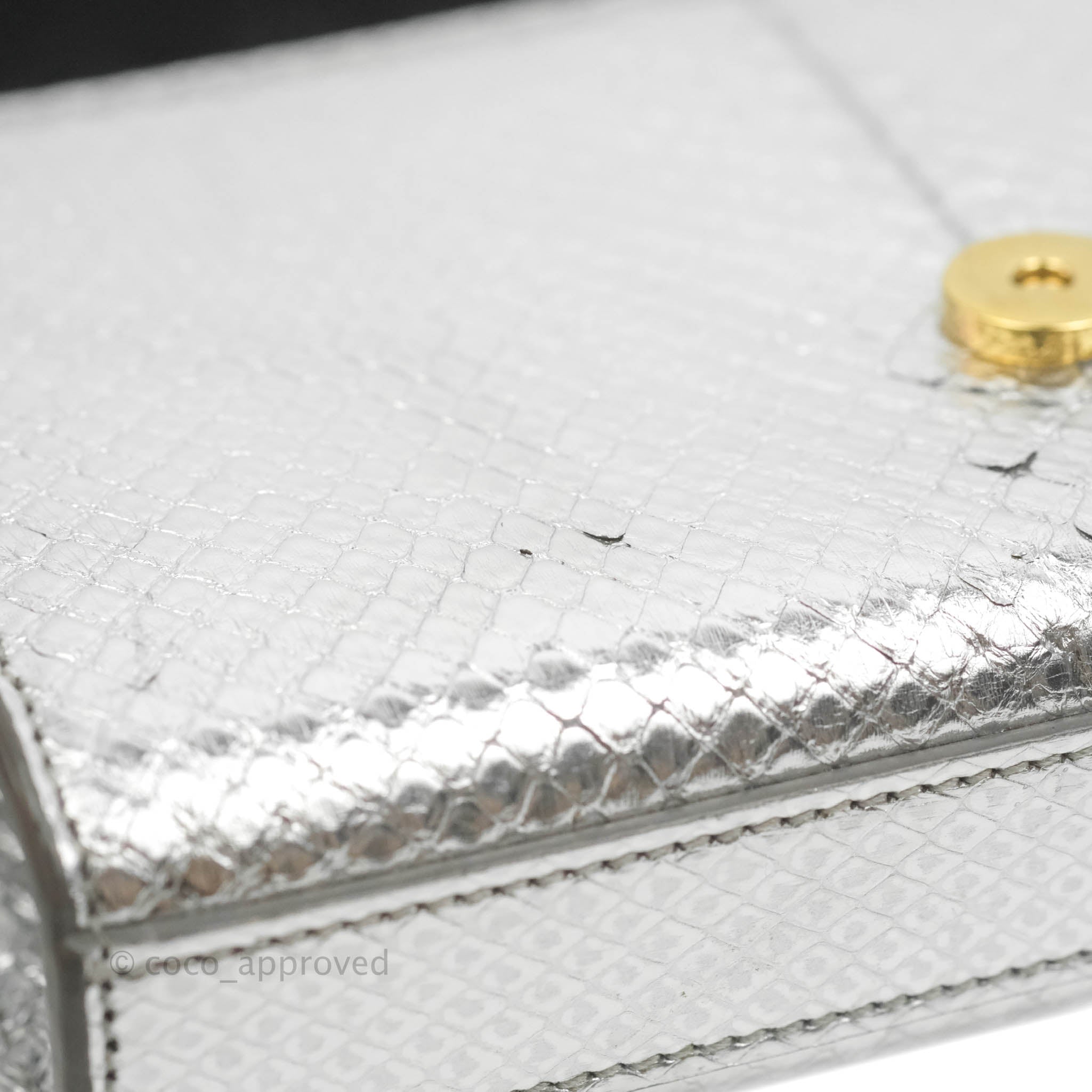 Saint Laurent Small Kate Bag Silver Python-Effect Gold Hardware – Coco  Approved Studio
